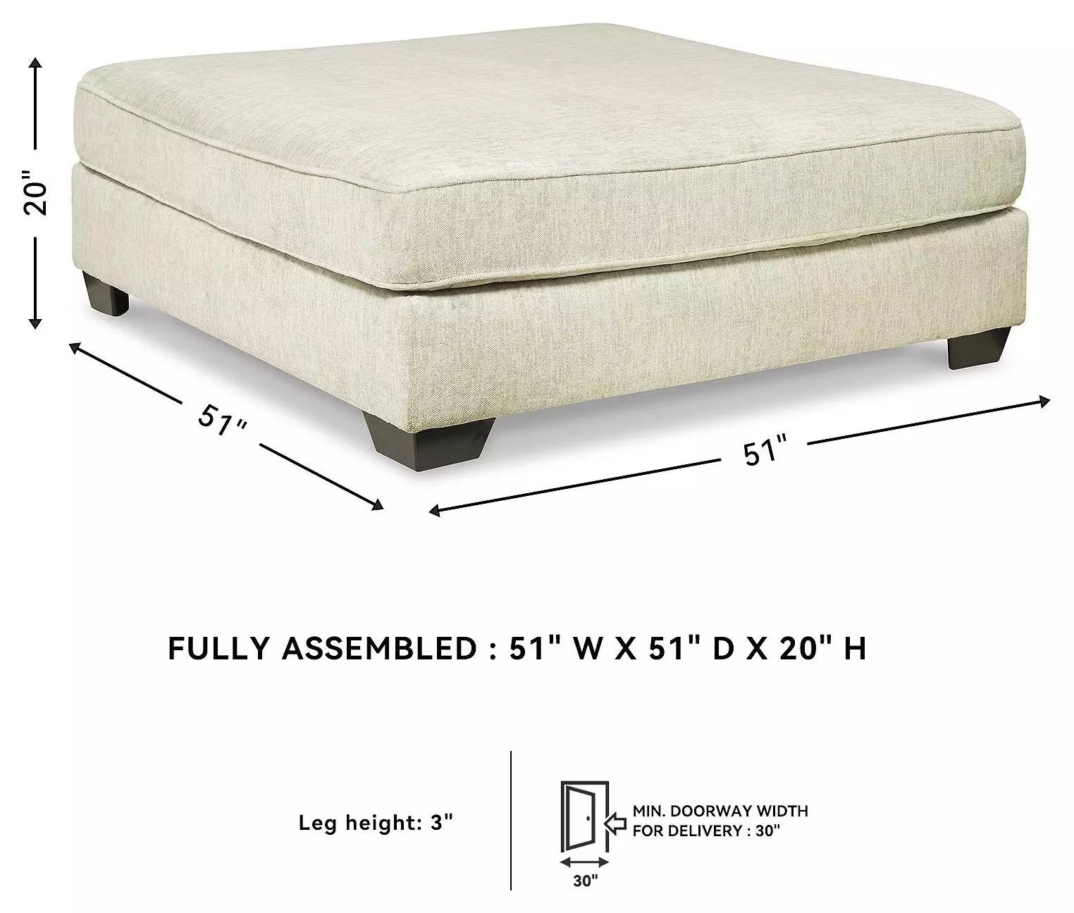Rawcliffe Parchment Oversized Accent Ottoman