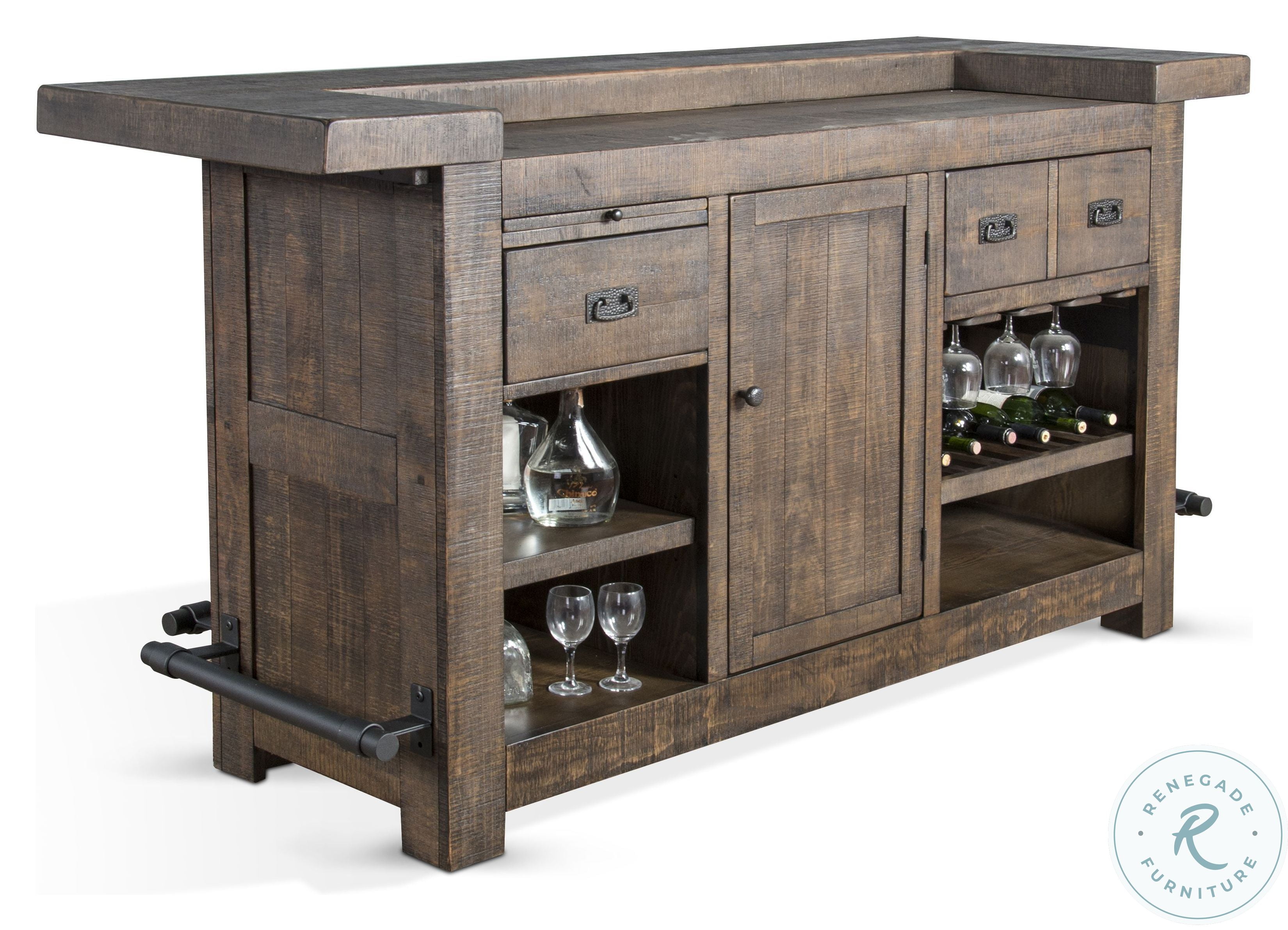 Home Fare Bourbon Country Locking Home Bar in Weathered Charcoal