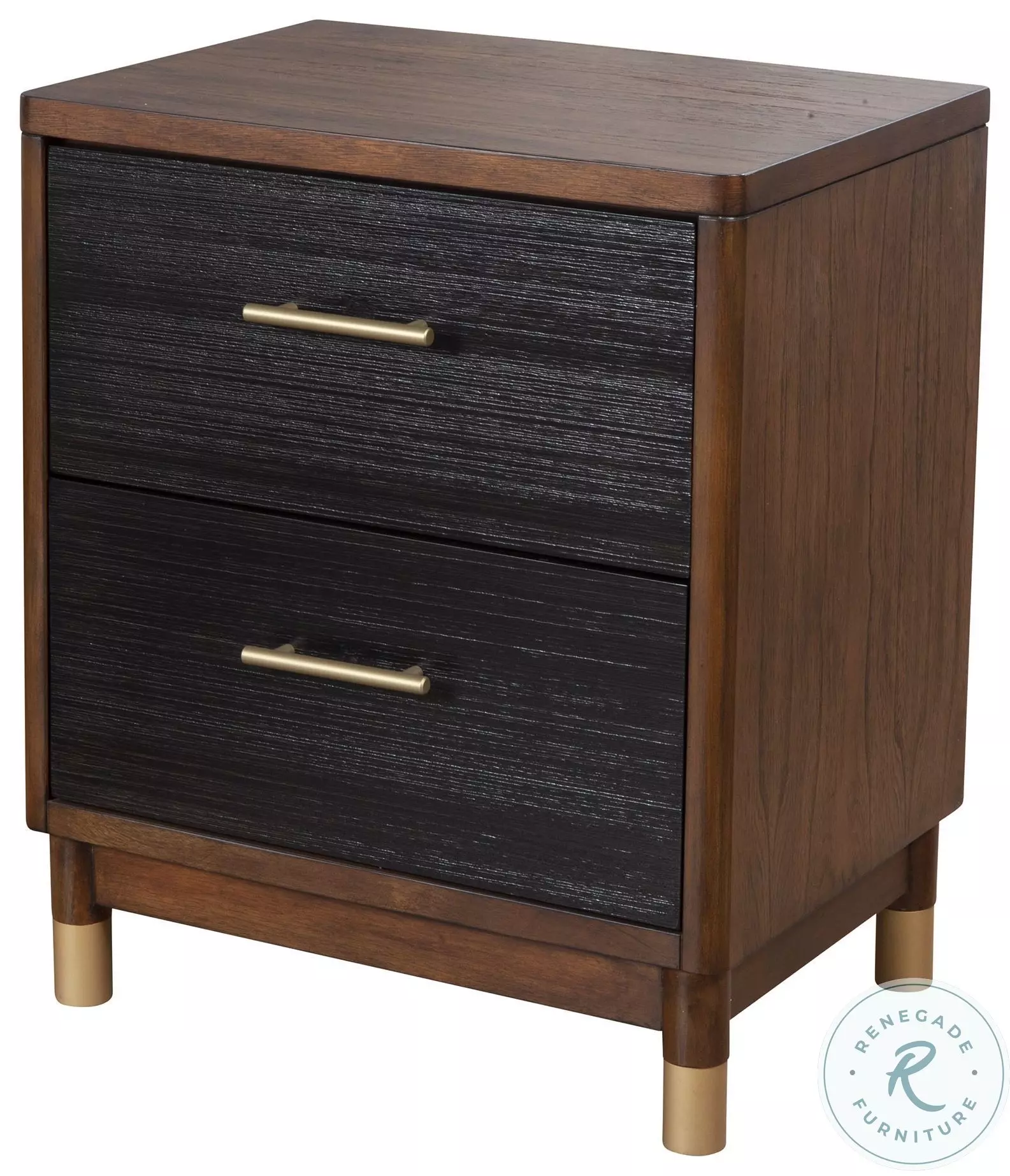 Belham Dark Walnut and Black 2 Drawer Nightstand from Alpine