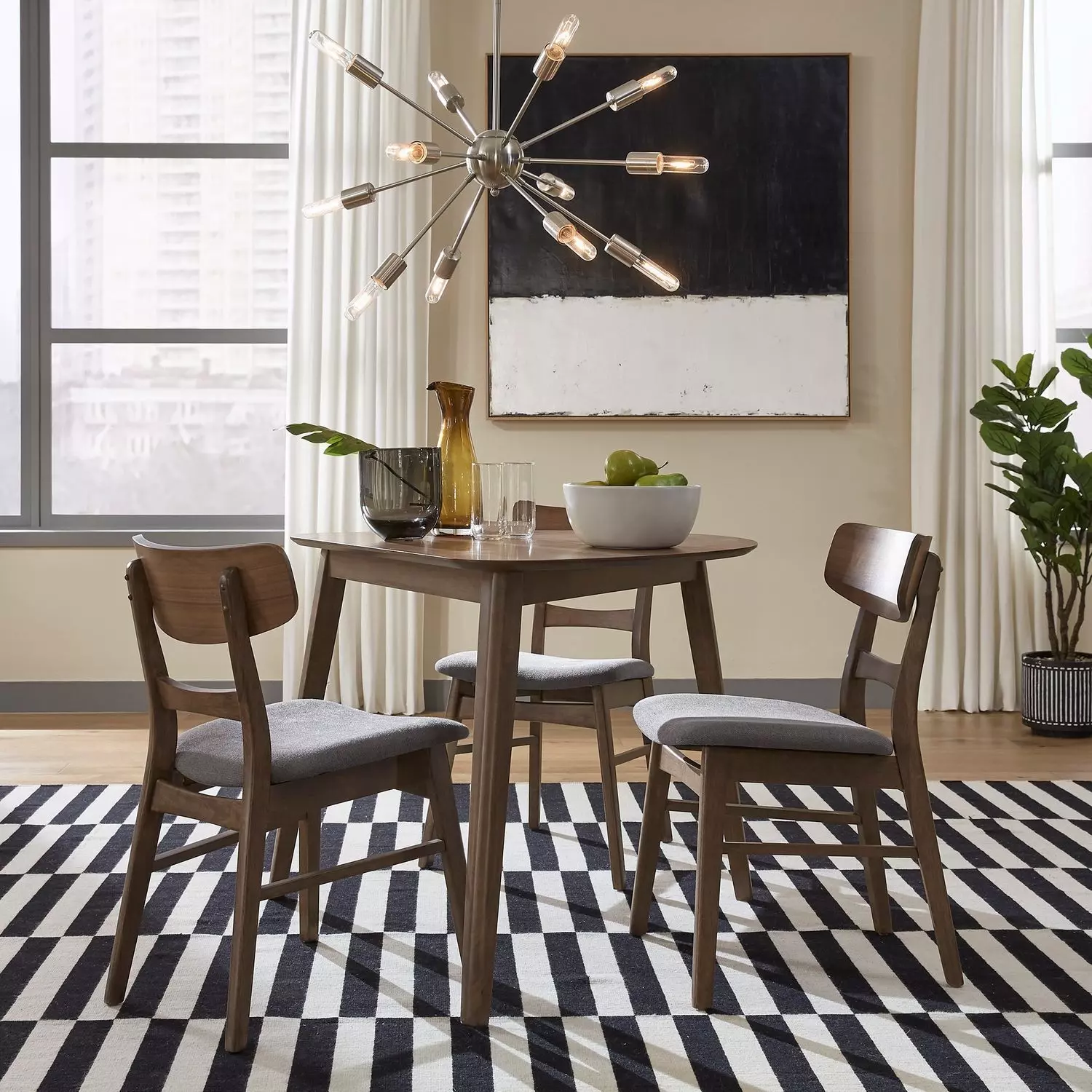 Space Savers Satin Walnut Triangle Dining Room Set