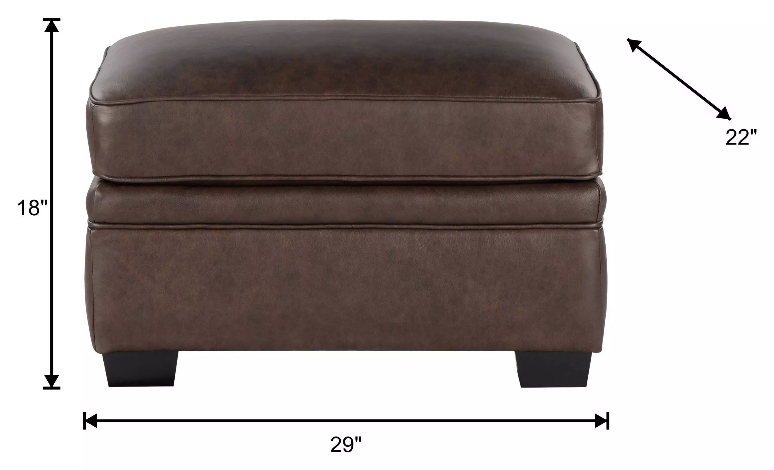 Dawson Brown Chestnut Leather Upholstered Rectangular Ottoman