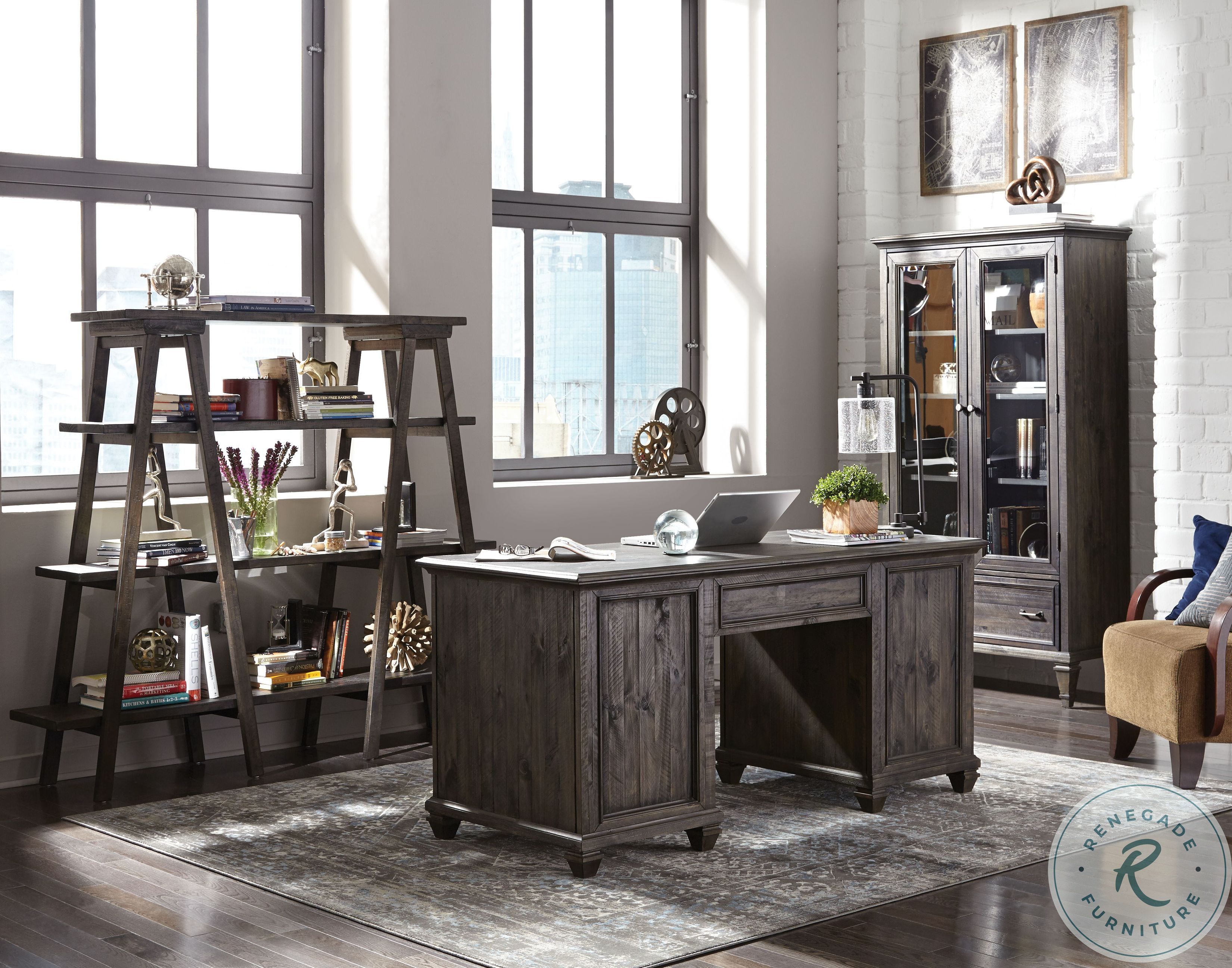 Sutton Place Weathered Charcoal Executive Desk from Magnussen Home