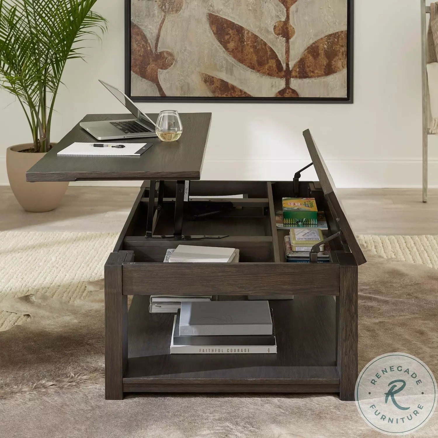 Lennox Hill Bark Lift Top Cocktail Table From Liberty