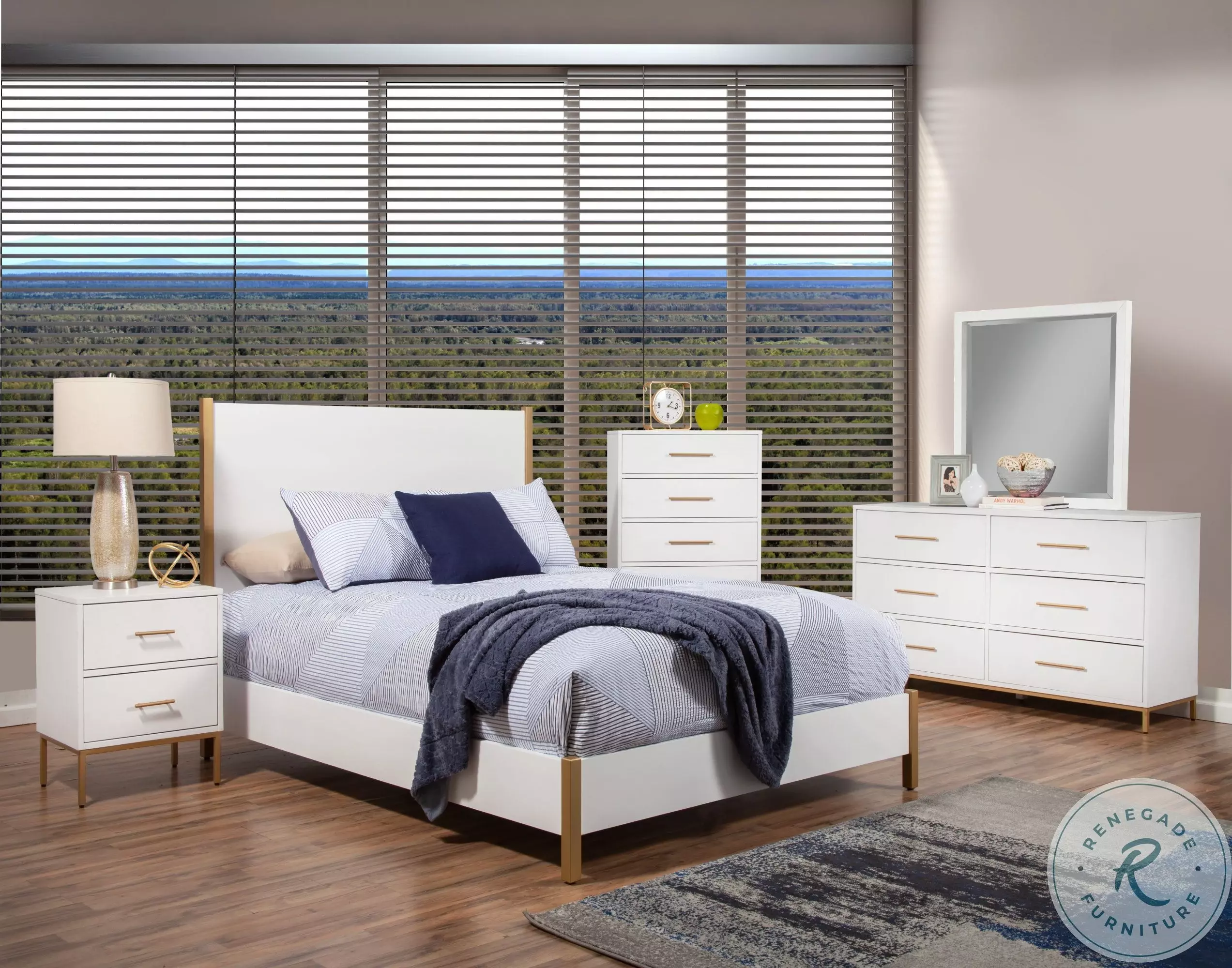 華ハレノヒ16点セット Madelyn White Panel Bedroom Set from Alpine | Coleman Furniture