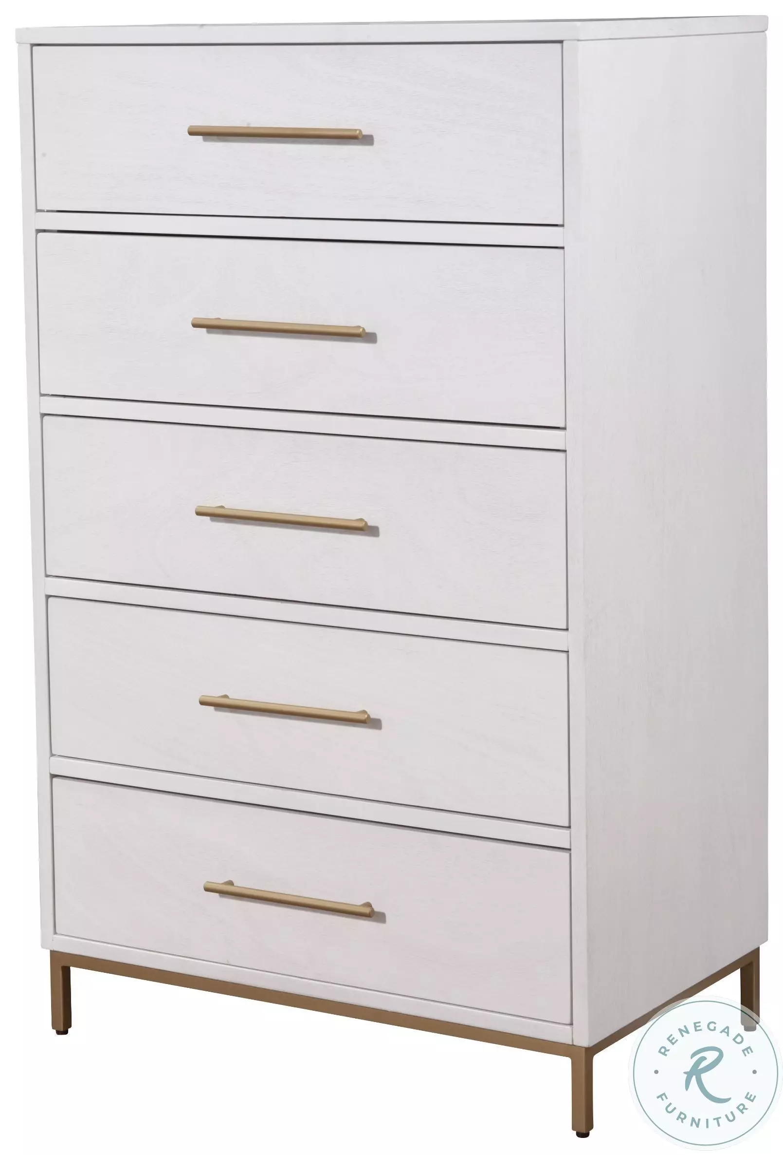 Alpine Furniture White Madelyn Five Drawer Chest 2010-05