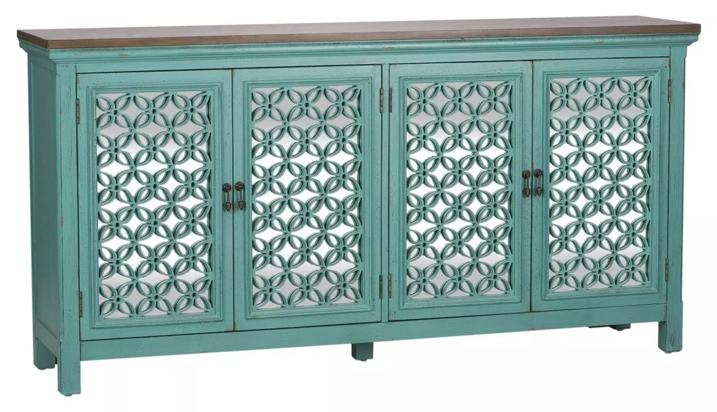 Artisan Turquoise 4 Door Accent Cabinet