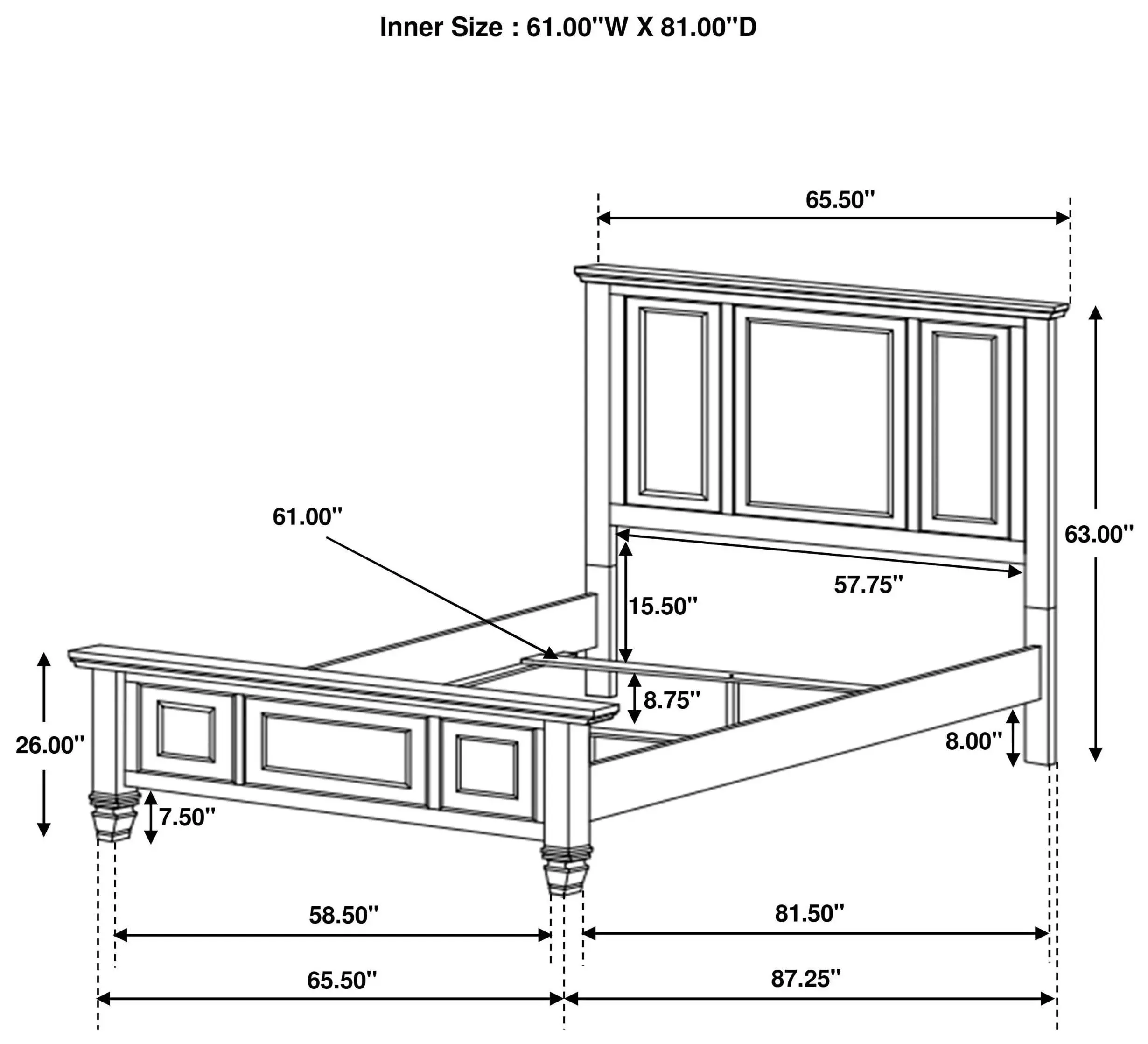 Sandy White Queen Panel Bed