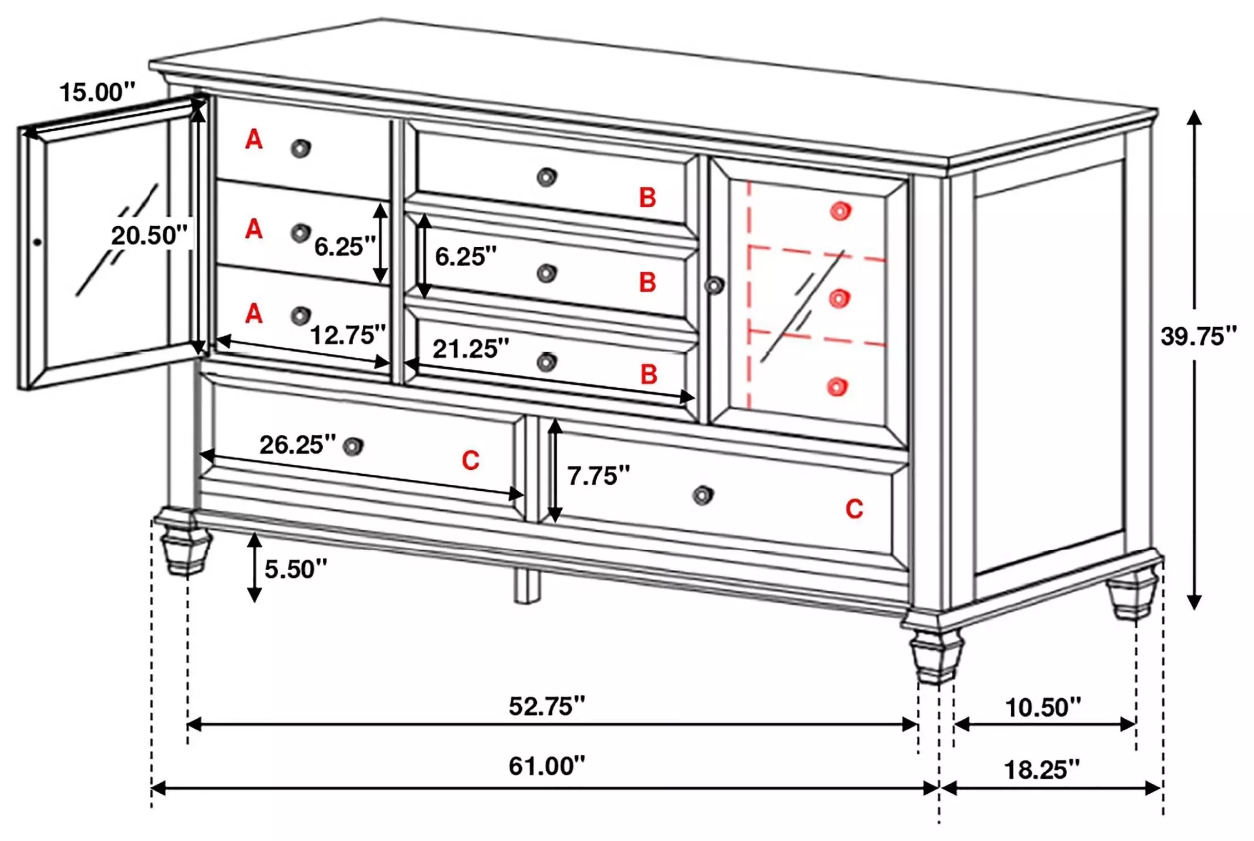 Sandy White Dresser
