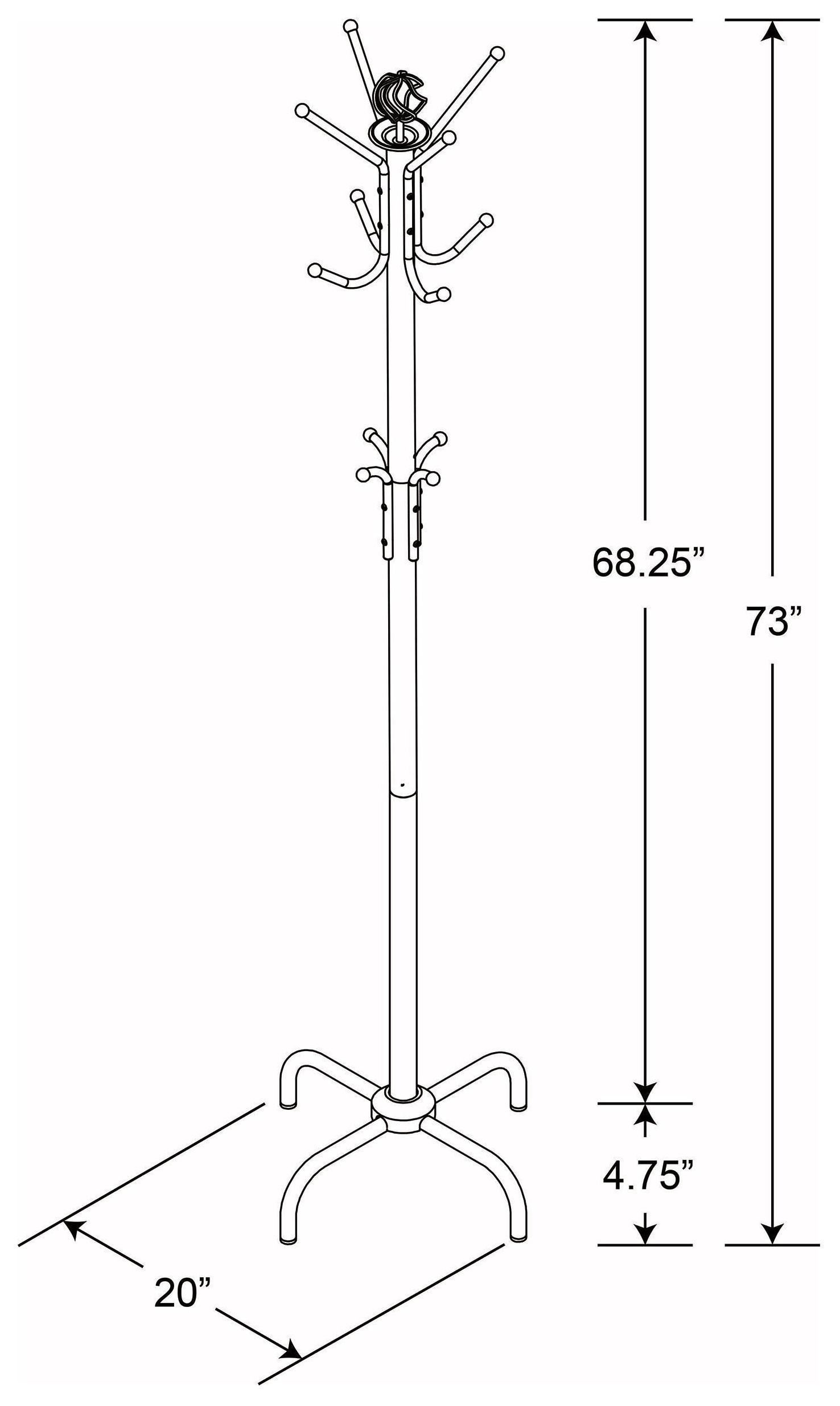 Collier Black 12 Hook Coat Rack