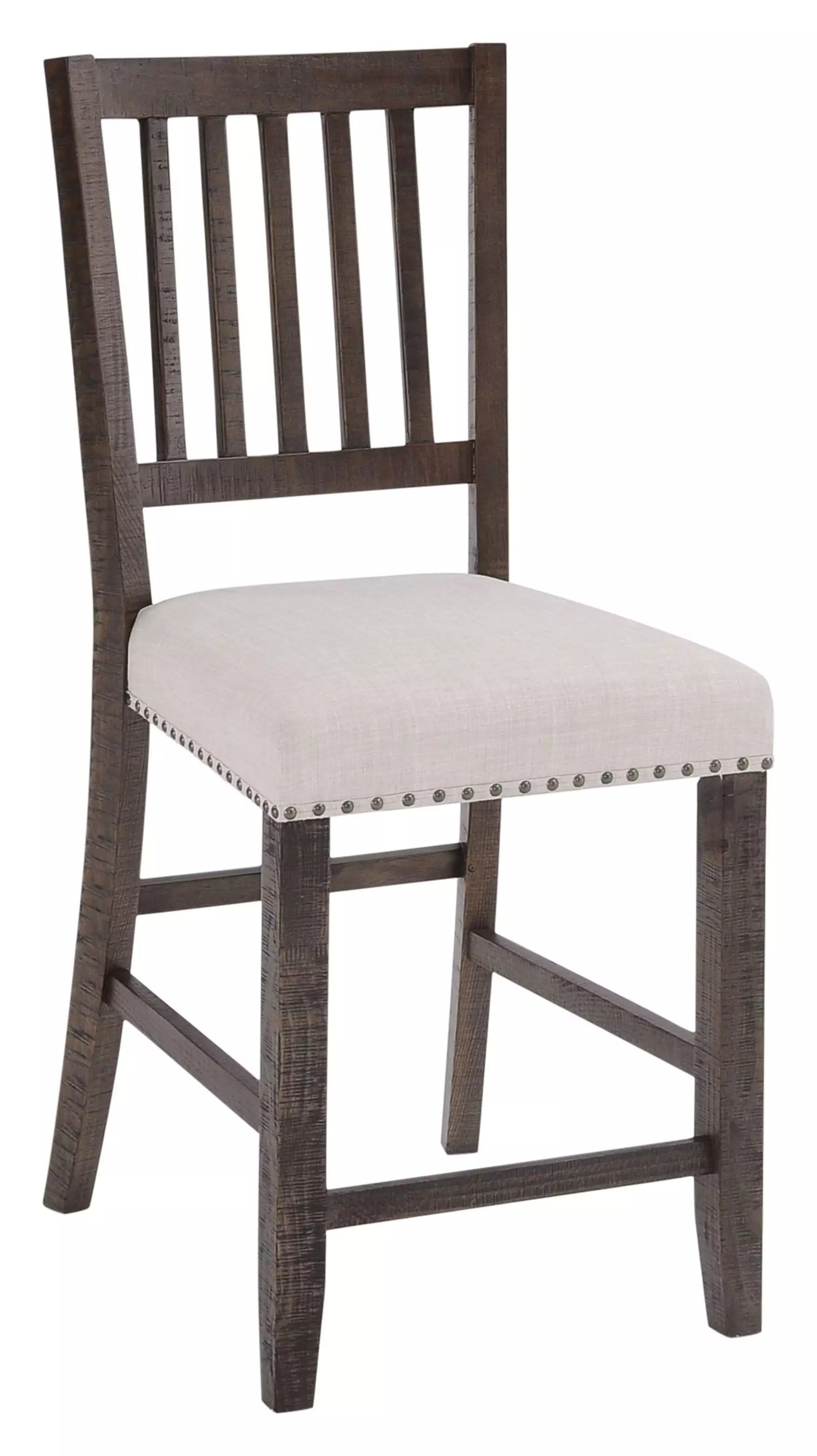 Jofran Willow Creek Distressed Slatback Upholstered Counter Stool (Set of 2