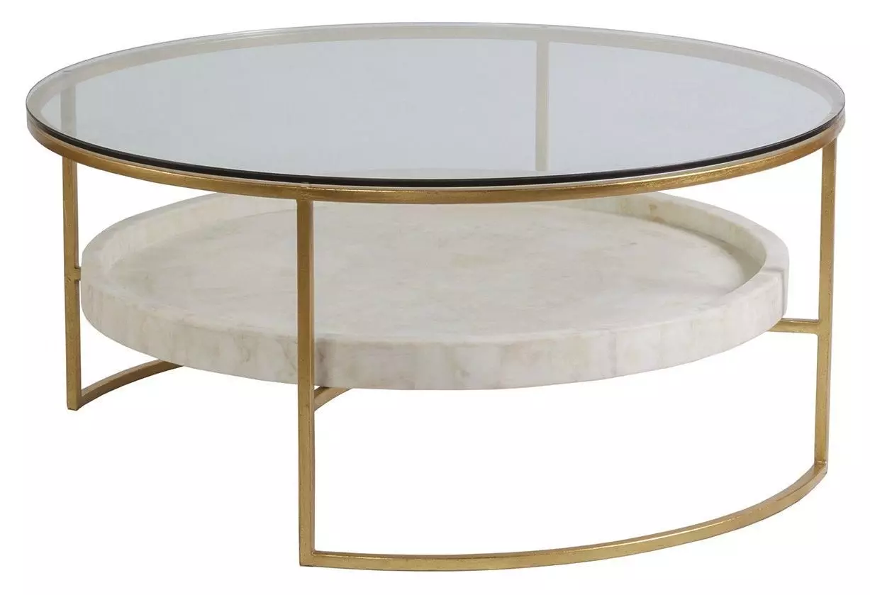 Signature Designs Gold Foil And White Cumulus Round Cocktail Table
