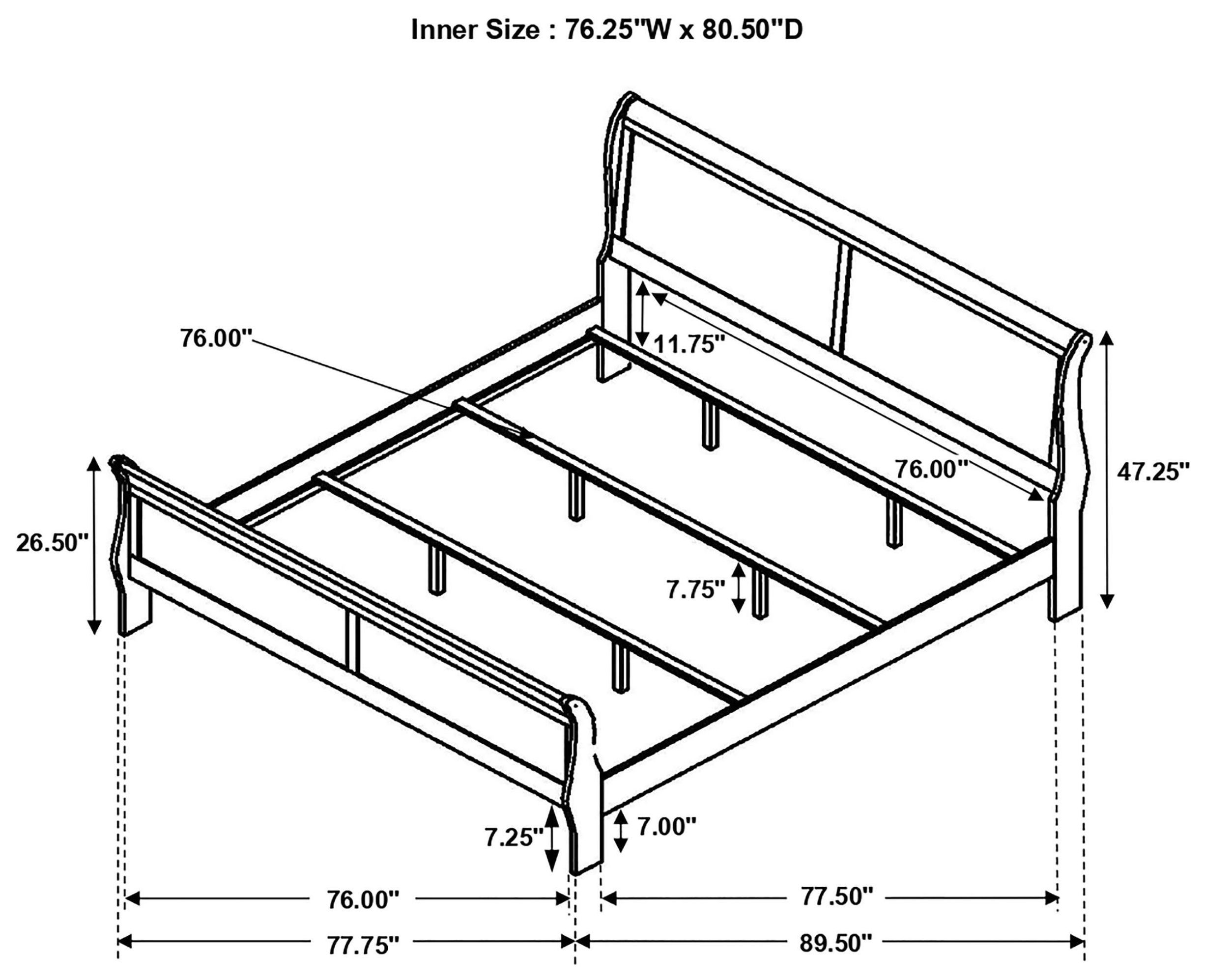 Louis Philippe Cappuccino King Sleigh Bed
