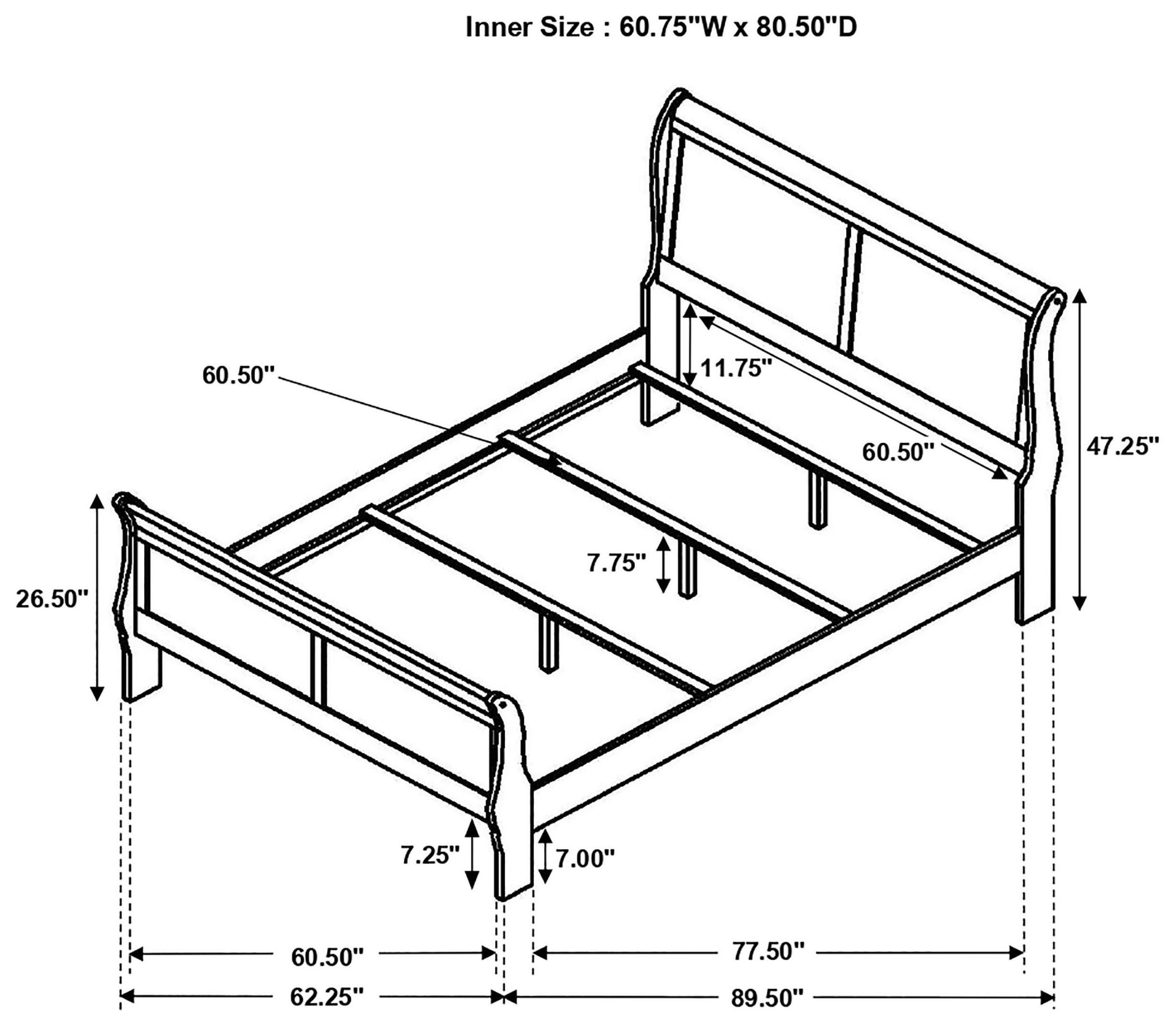 Louis Philippe Cappuccino Queen Sleigh Bed