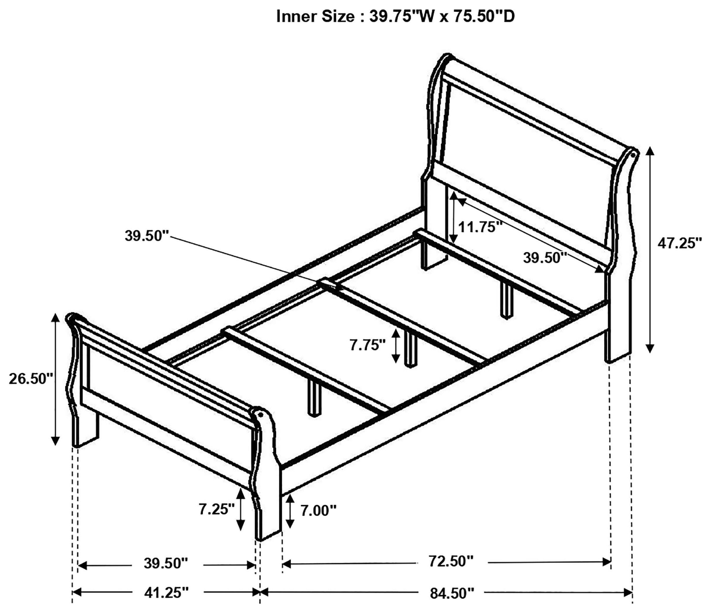 Louis Philippe Cappuccino Twin Sleigh Bed