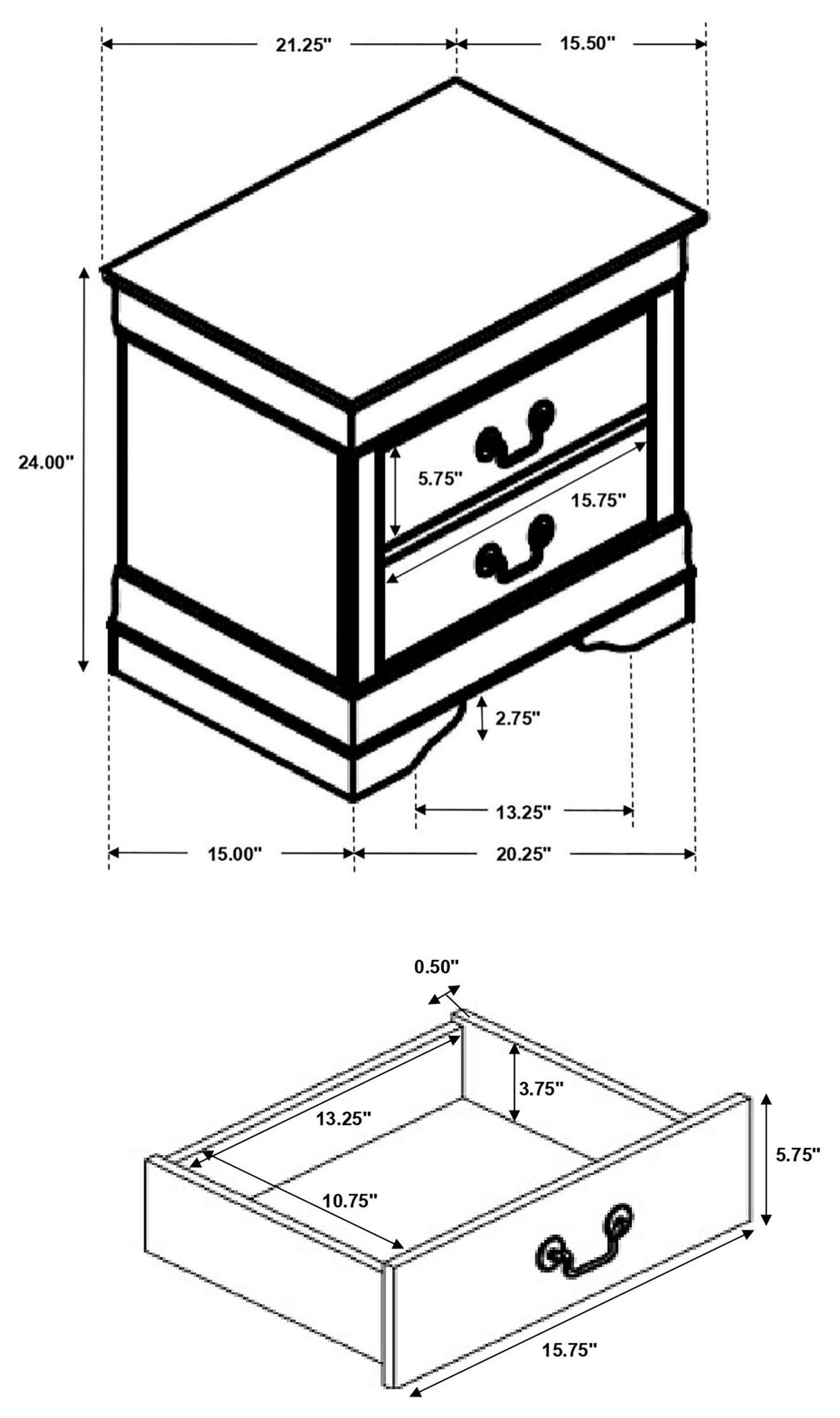 Louis Philippe Cappuccino Nightstand