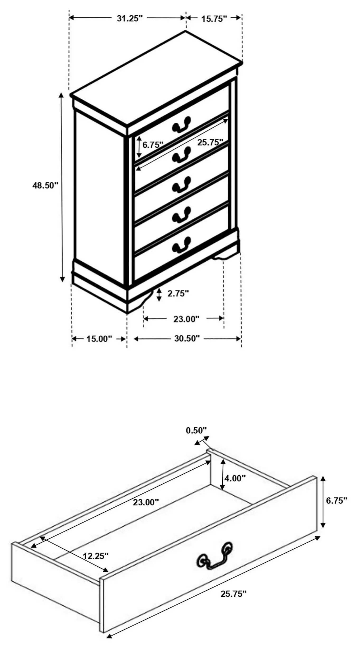 Louis Philippe Cappuccino Chest