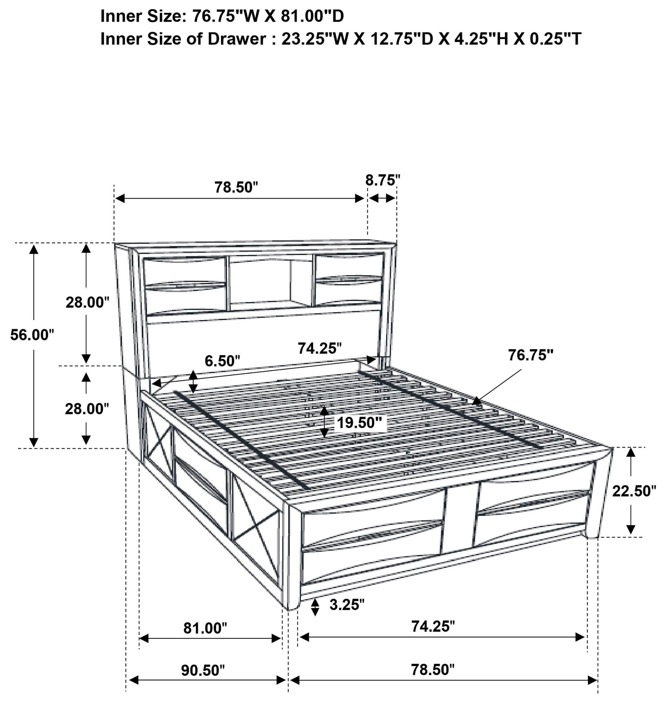 Briana Black King Storage Bookcase Bed