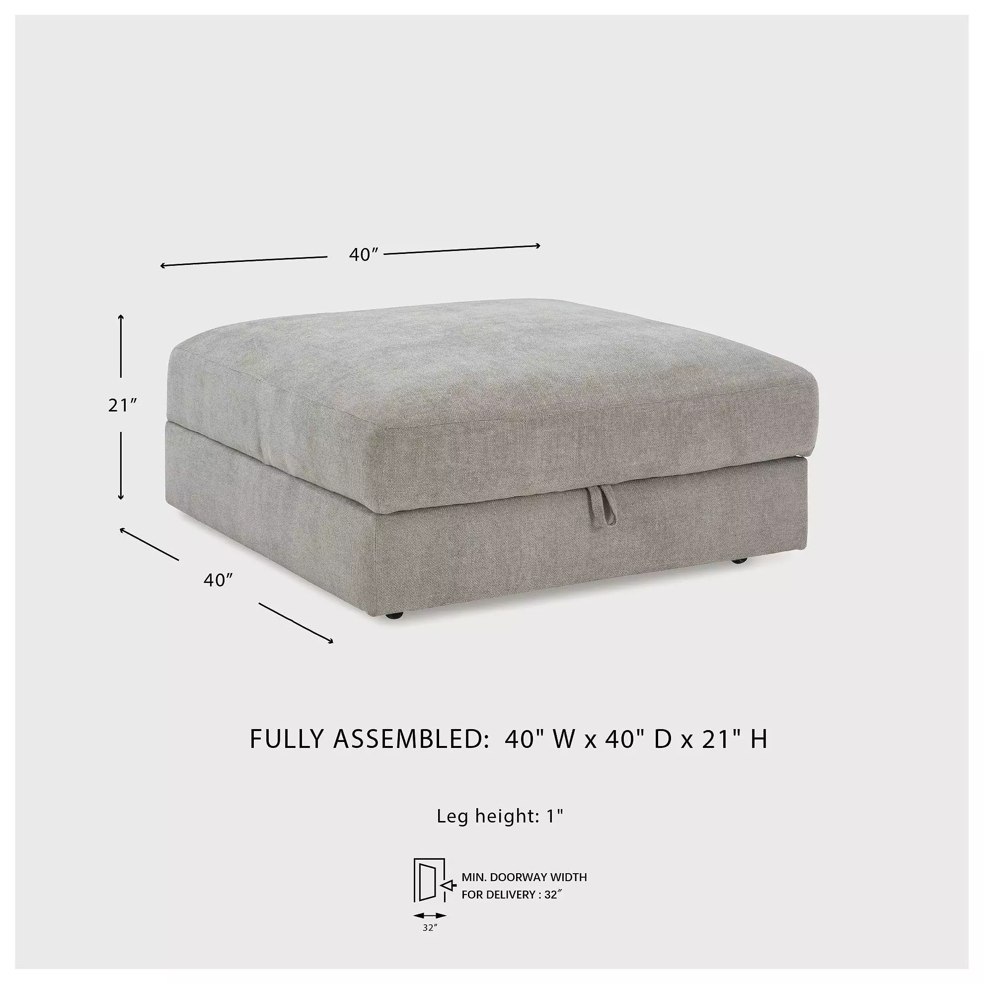 Aslan Court Pebble Ottoman With Storage