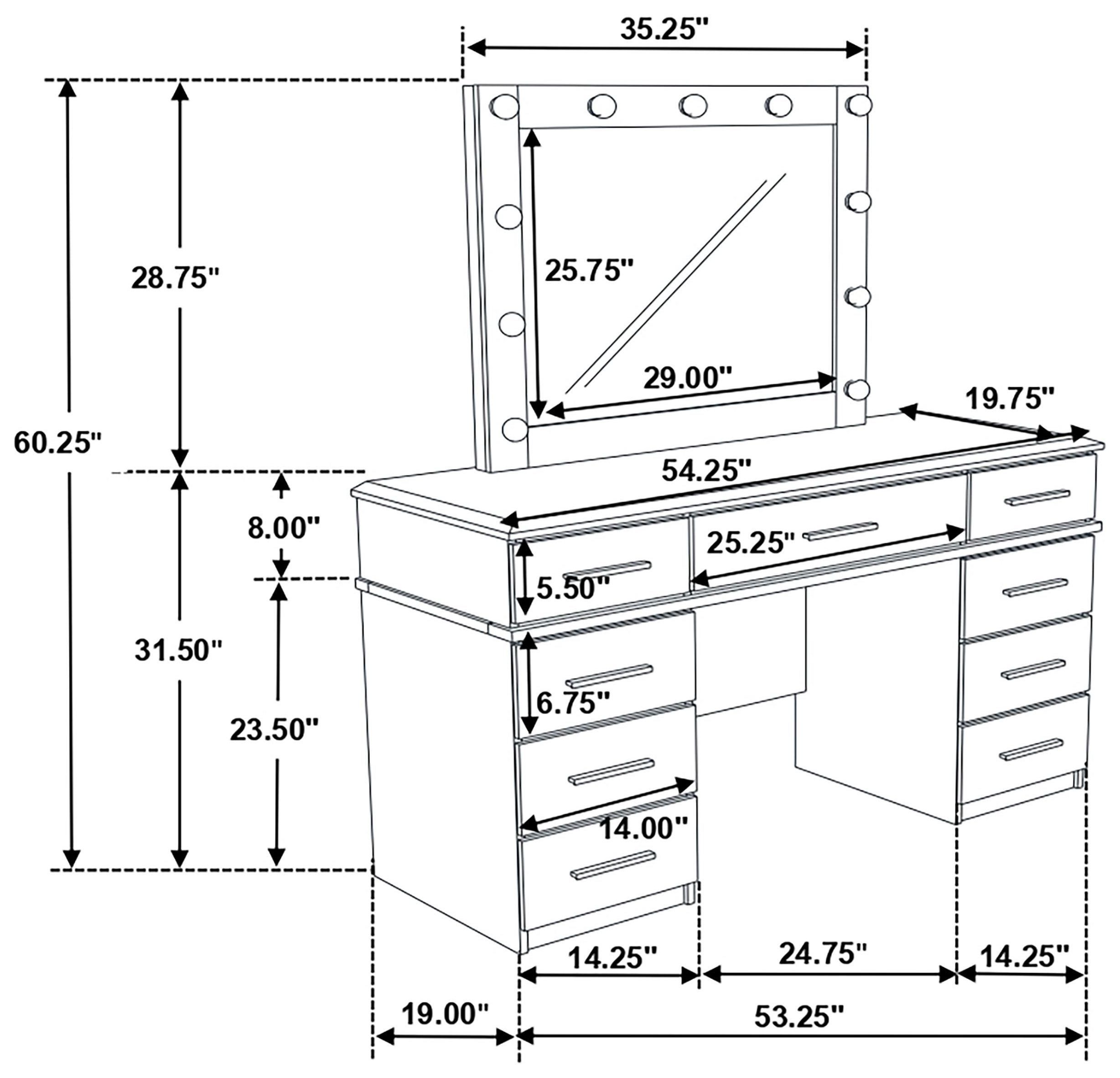 Felicity Gloss White Vanity Desk