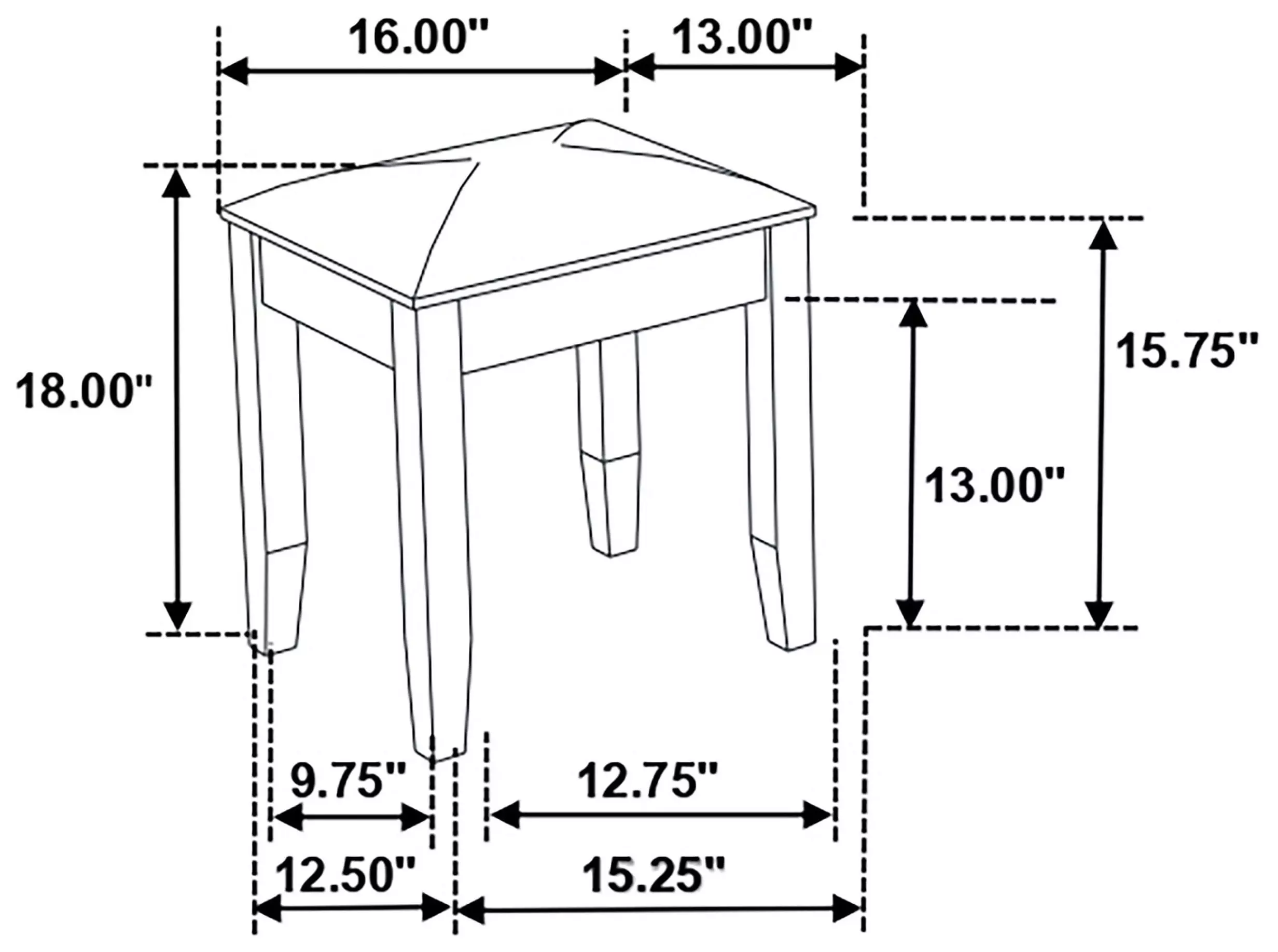 Felicity Metallic and Gloss White Vanity Stool