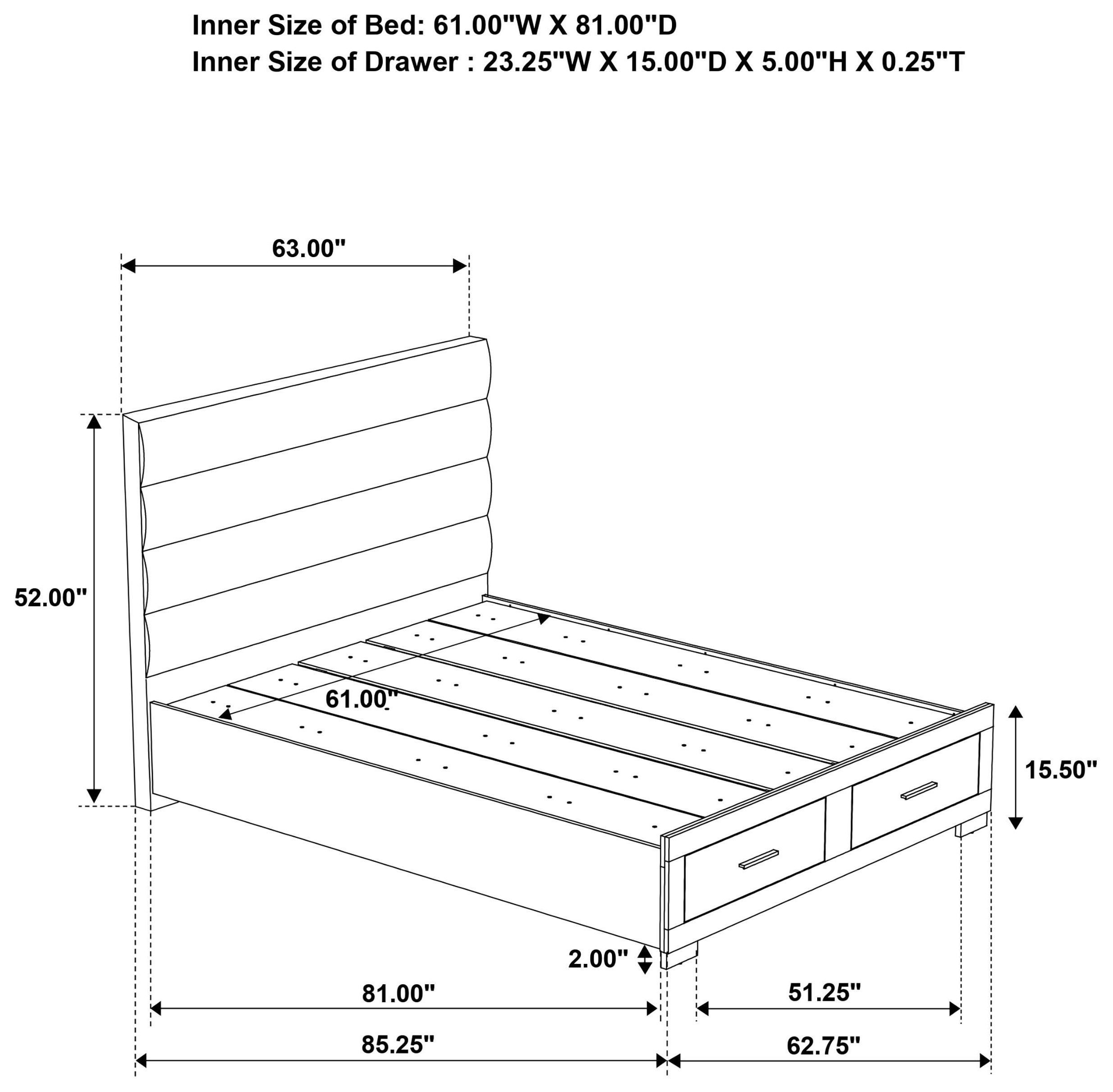 Felicity White High Gloss Queen Upholstered Platform Storage Bed