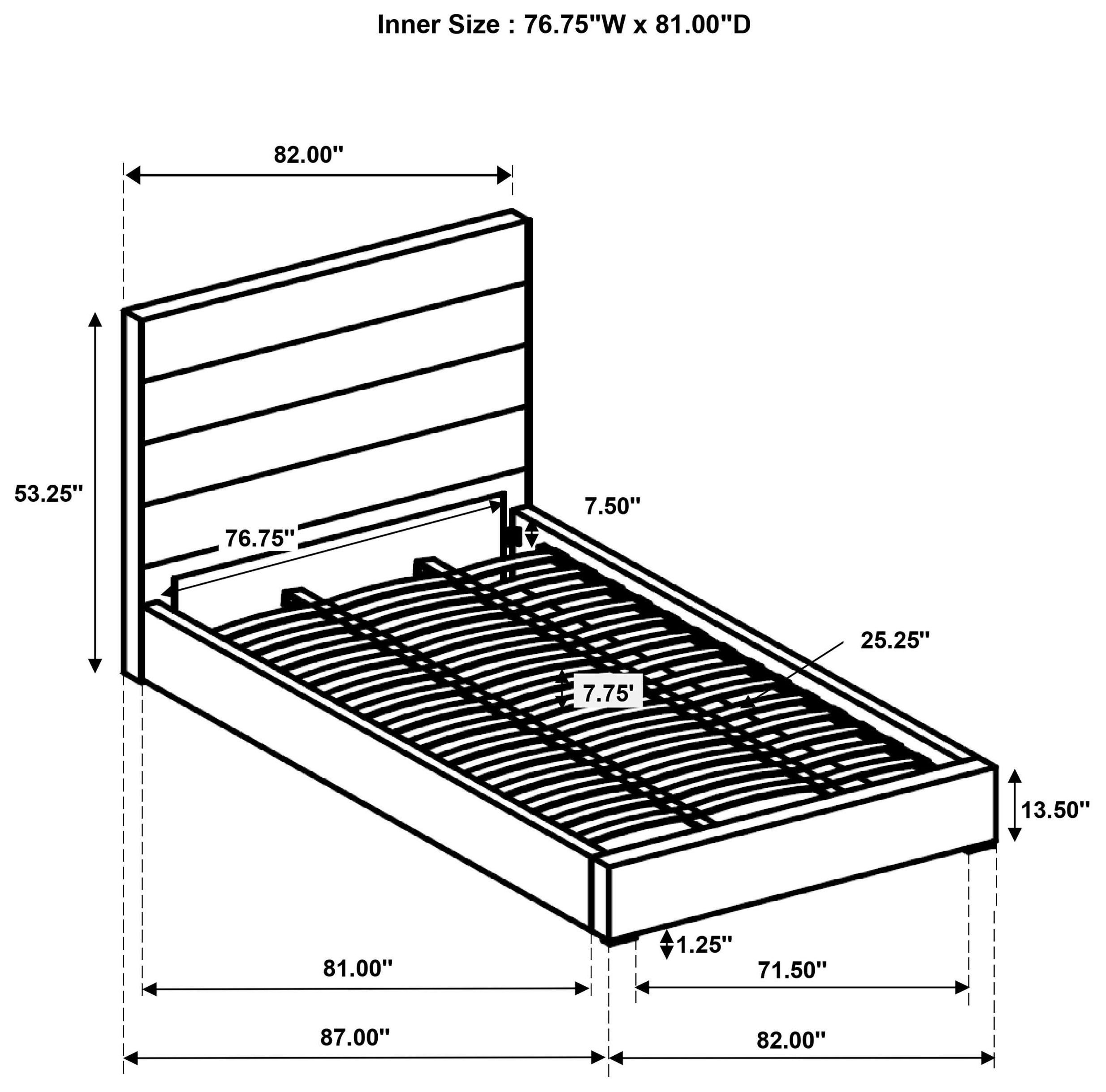 Felicity White King Upholstered Low Profile Platform Bed