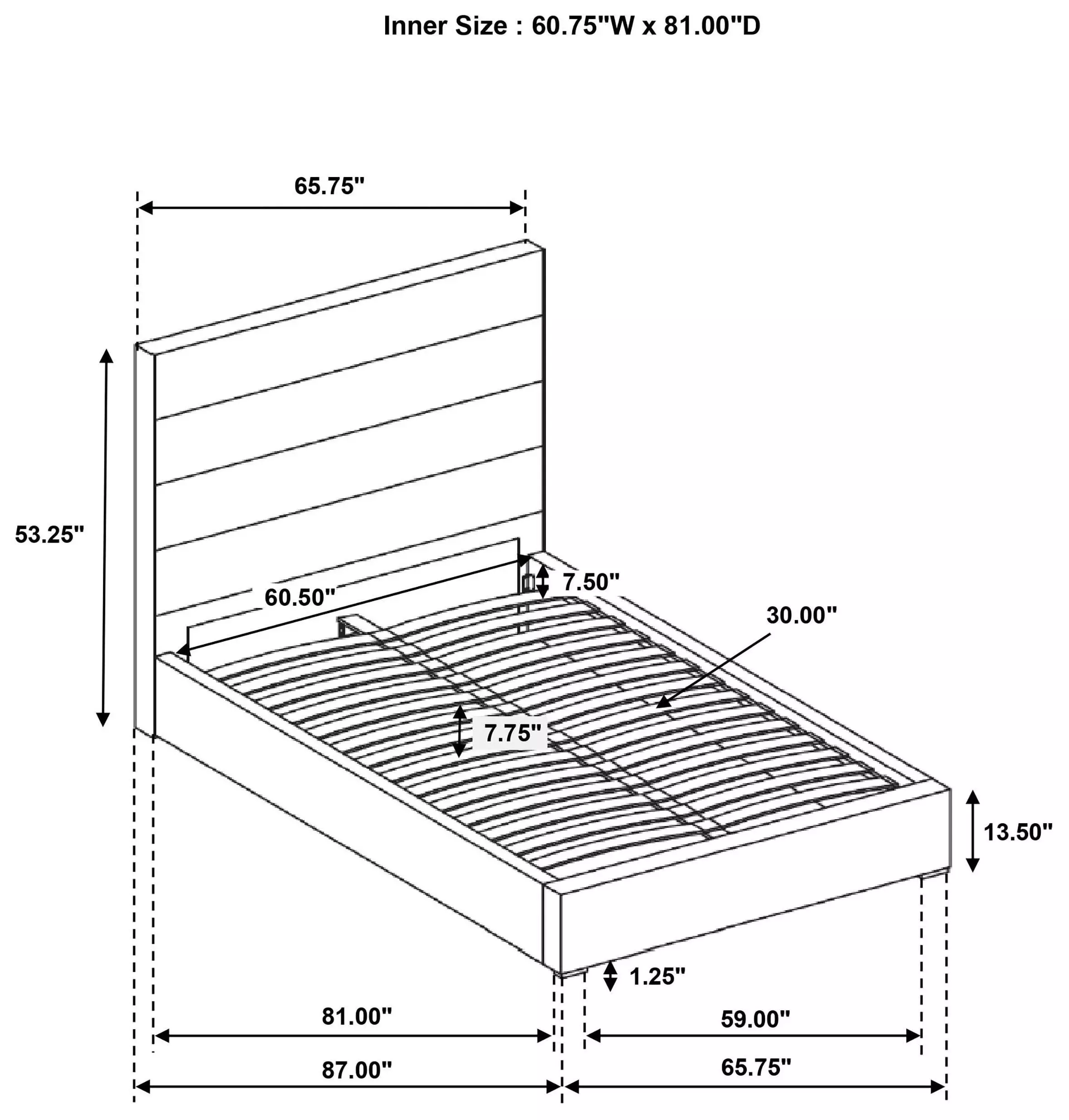 Felicity White Queen Upholstered Low Profile Platform Bed