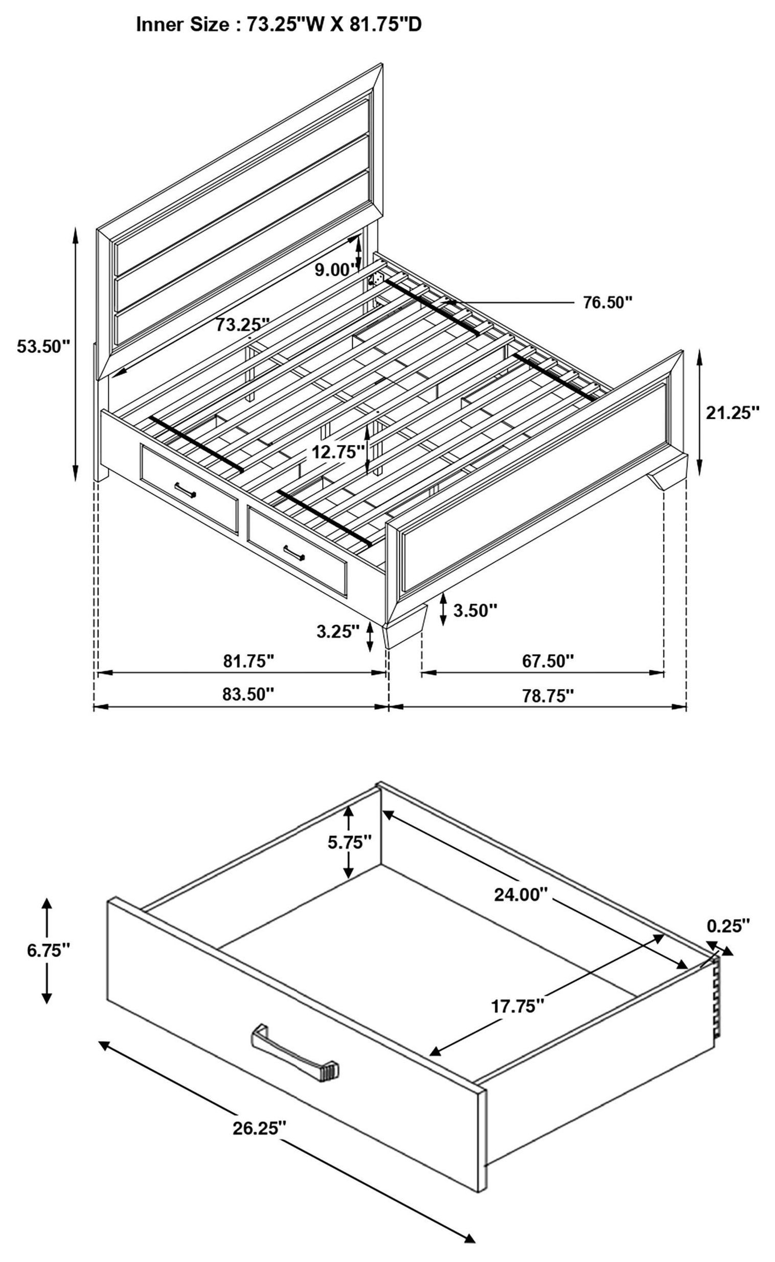 Kauffman Washed Taupe King Storage Panel Bed