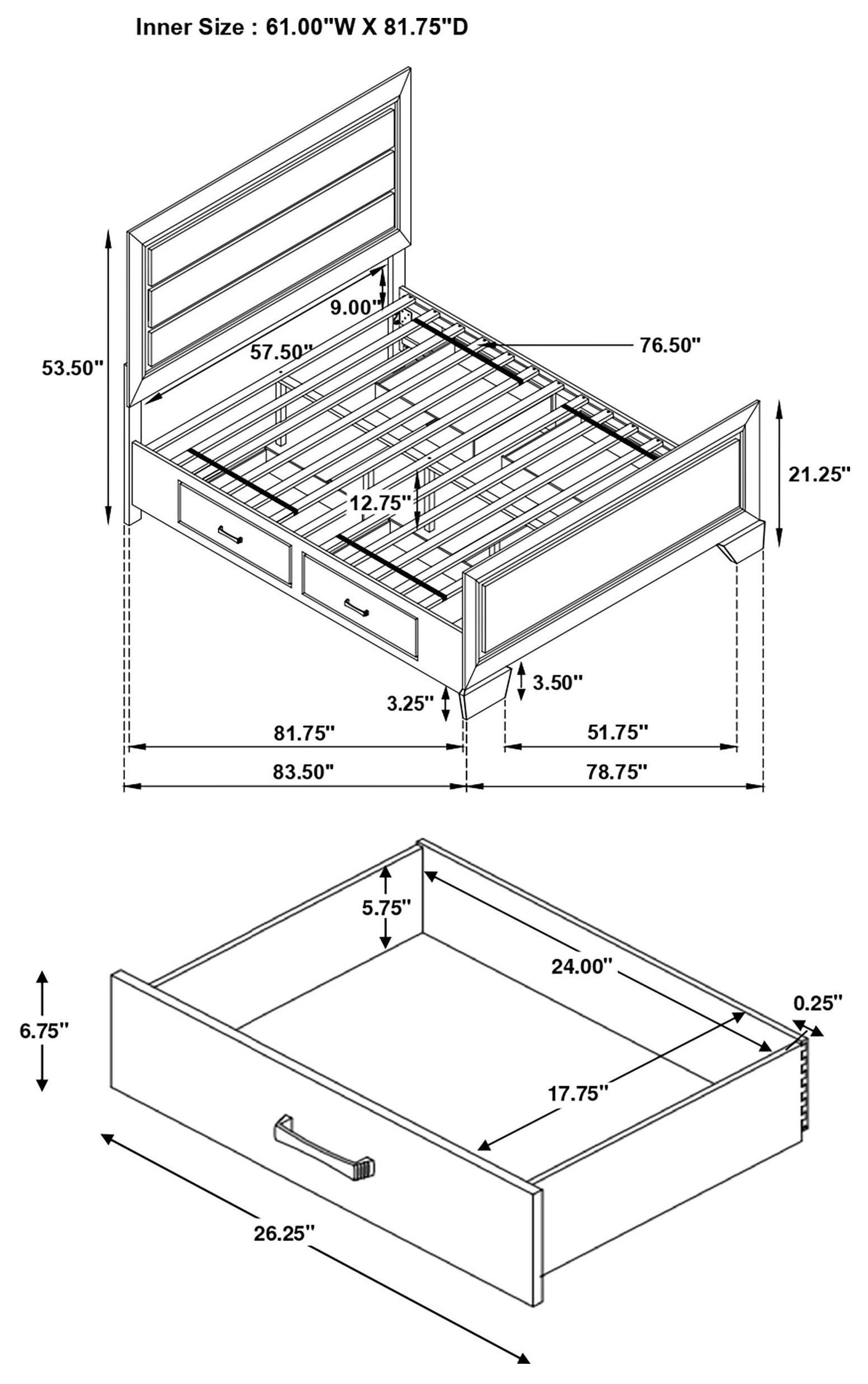 Kauffman Washed Taupe Queen Panel Storage Bed