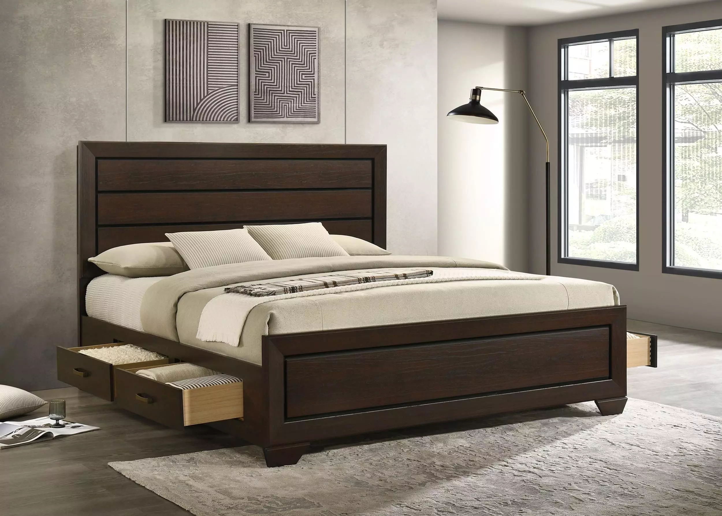 Fenbrook Dark Cocoa King Storage Panel Bed From Home Gallery