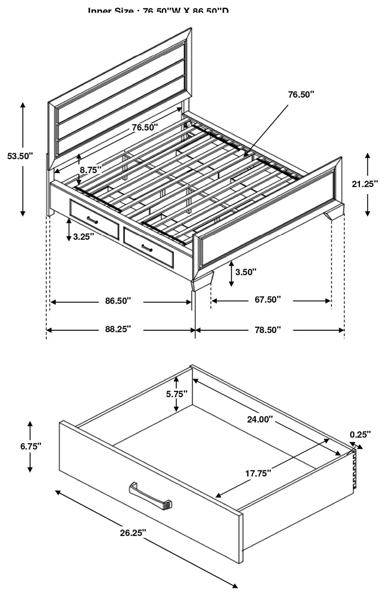 Kauffman Dark Cocoa California King Storage Panel Bed