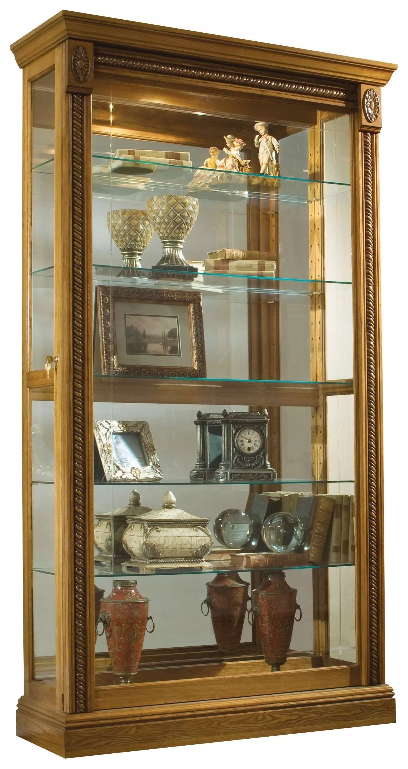 Estate Oak Two Way Sliding Door Curio from Pulaski (20484