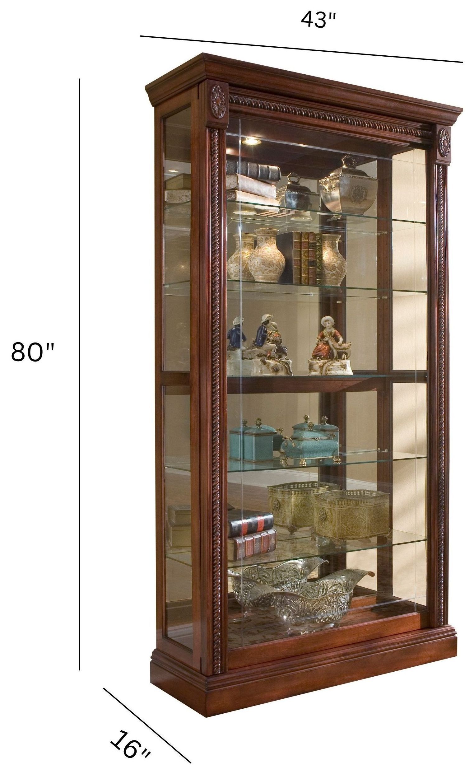 20485 Rich Cherry Two Way Sliding Door Curio Cabinet