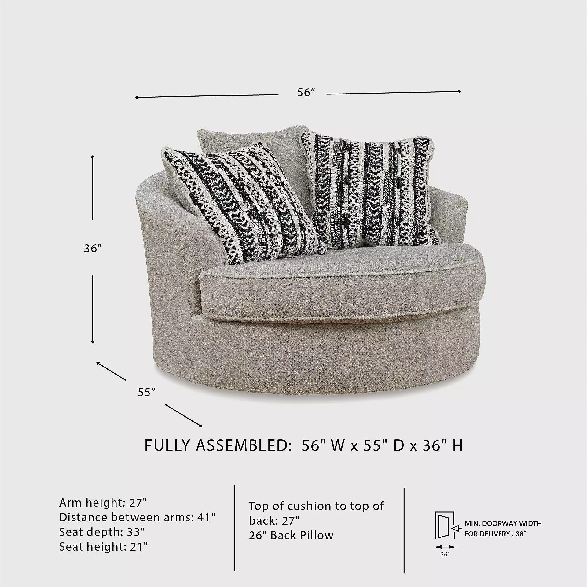 Calnita Sisal Oversized Swivel Accent Chair