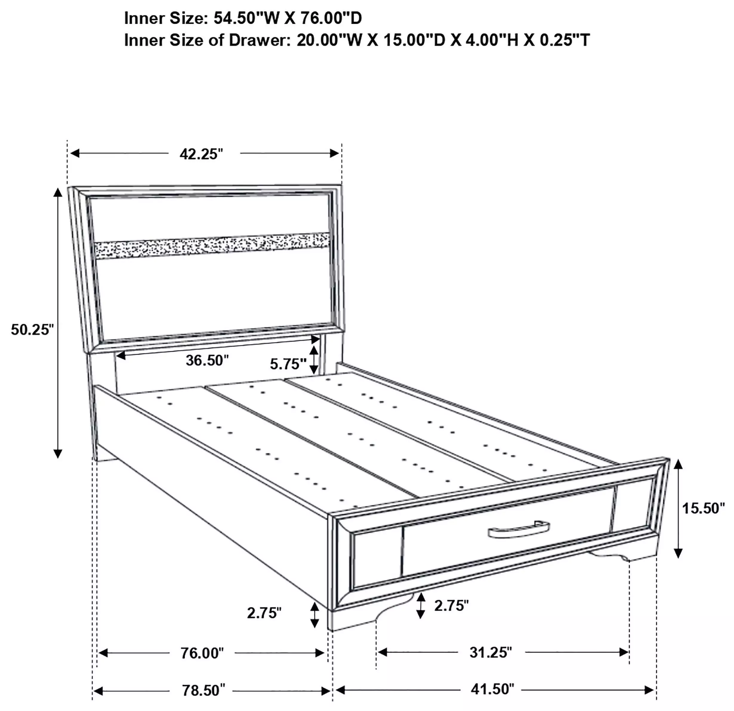 Miranda White Twin Platform Storage Bed