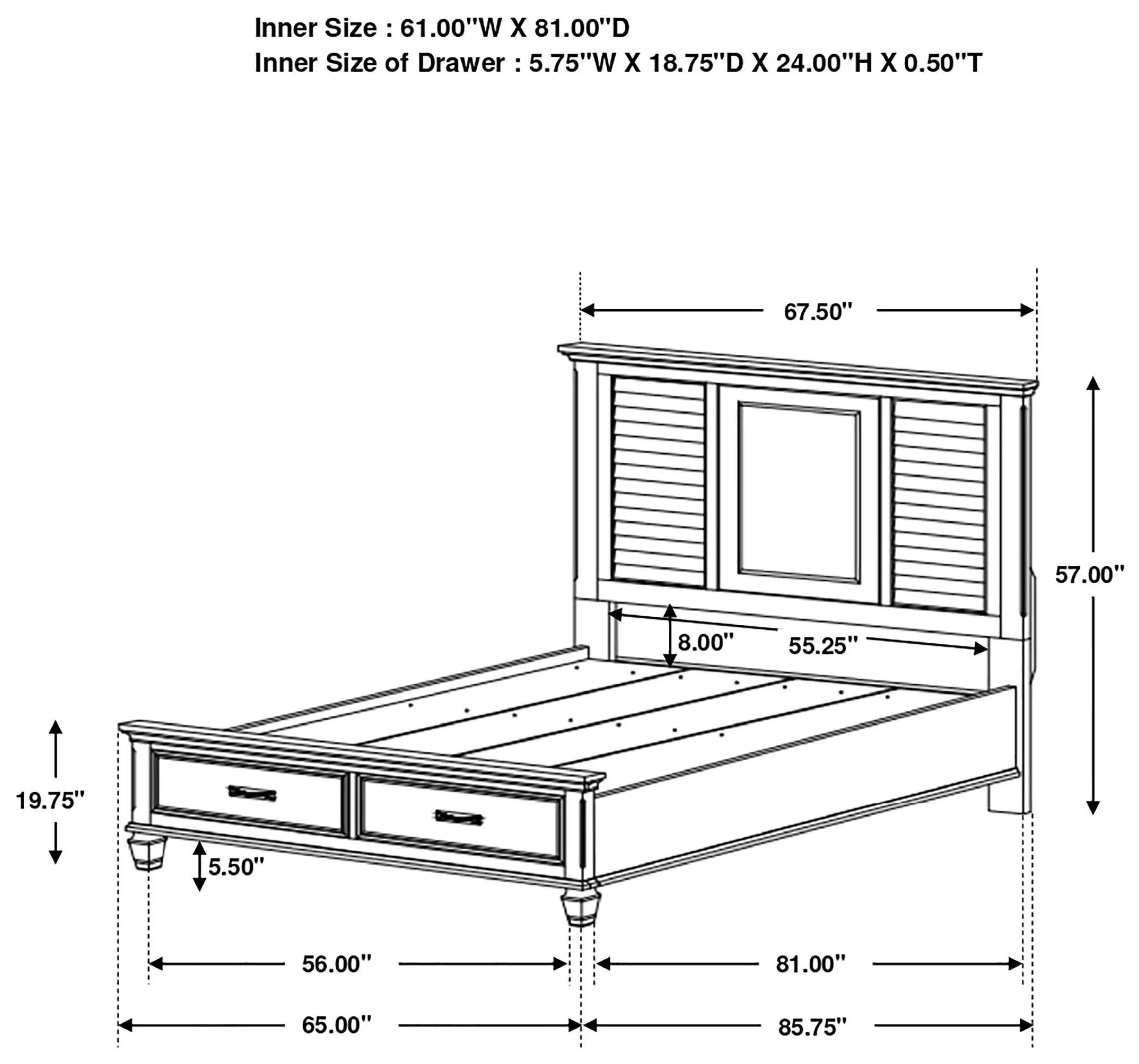 Franco Antique White Queen Panel Storage Bed