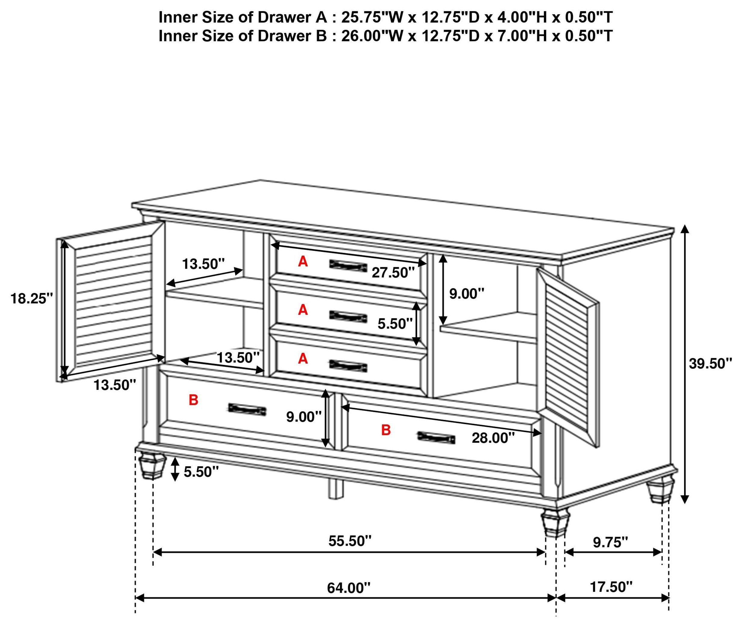 Franco Antique White Dresser