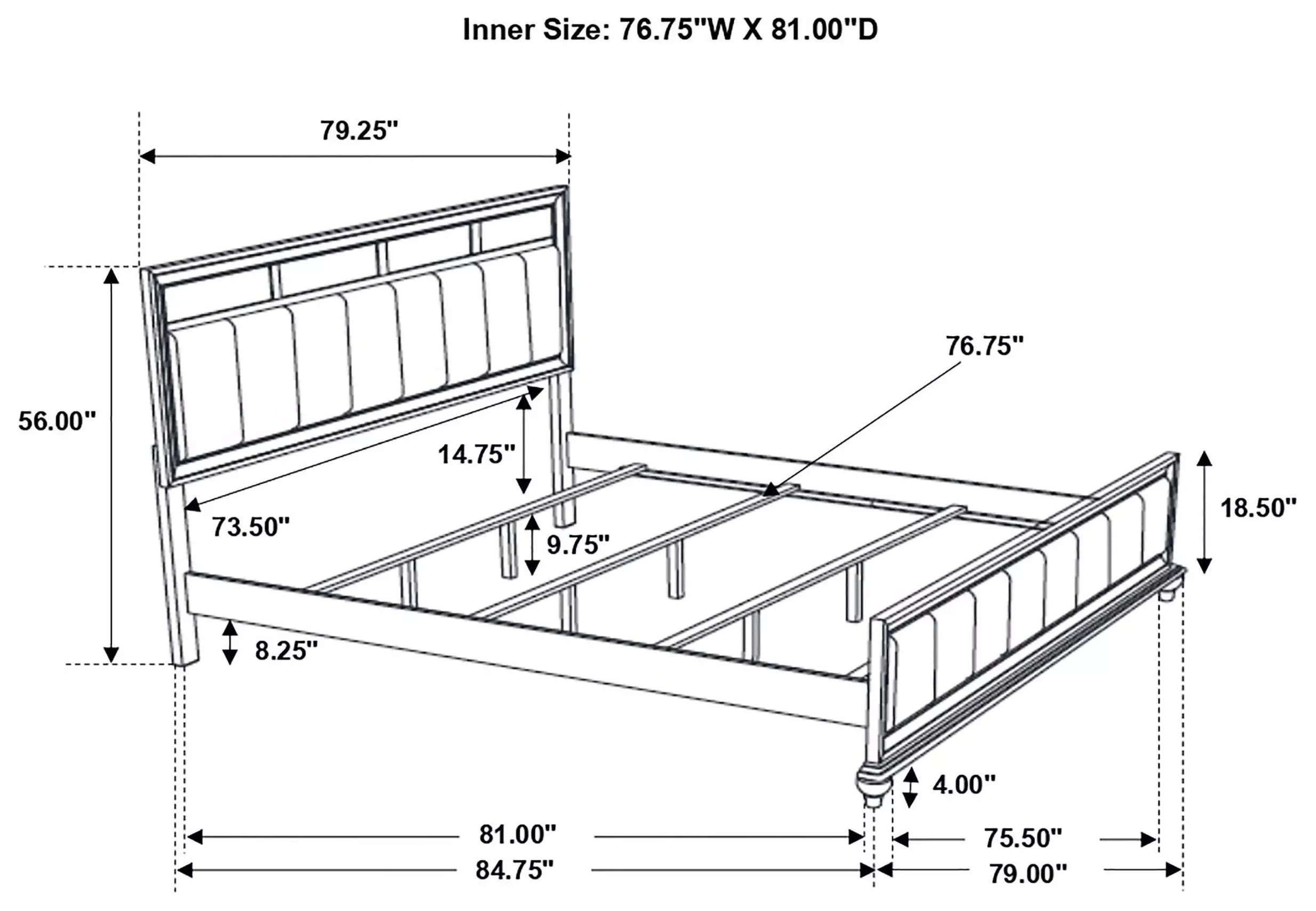 Barzini White King Panel Bed