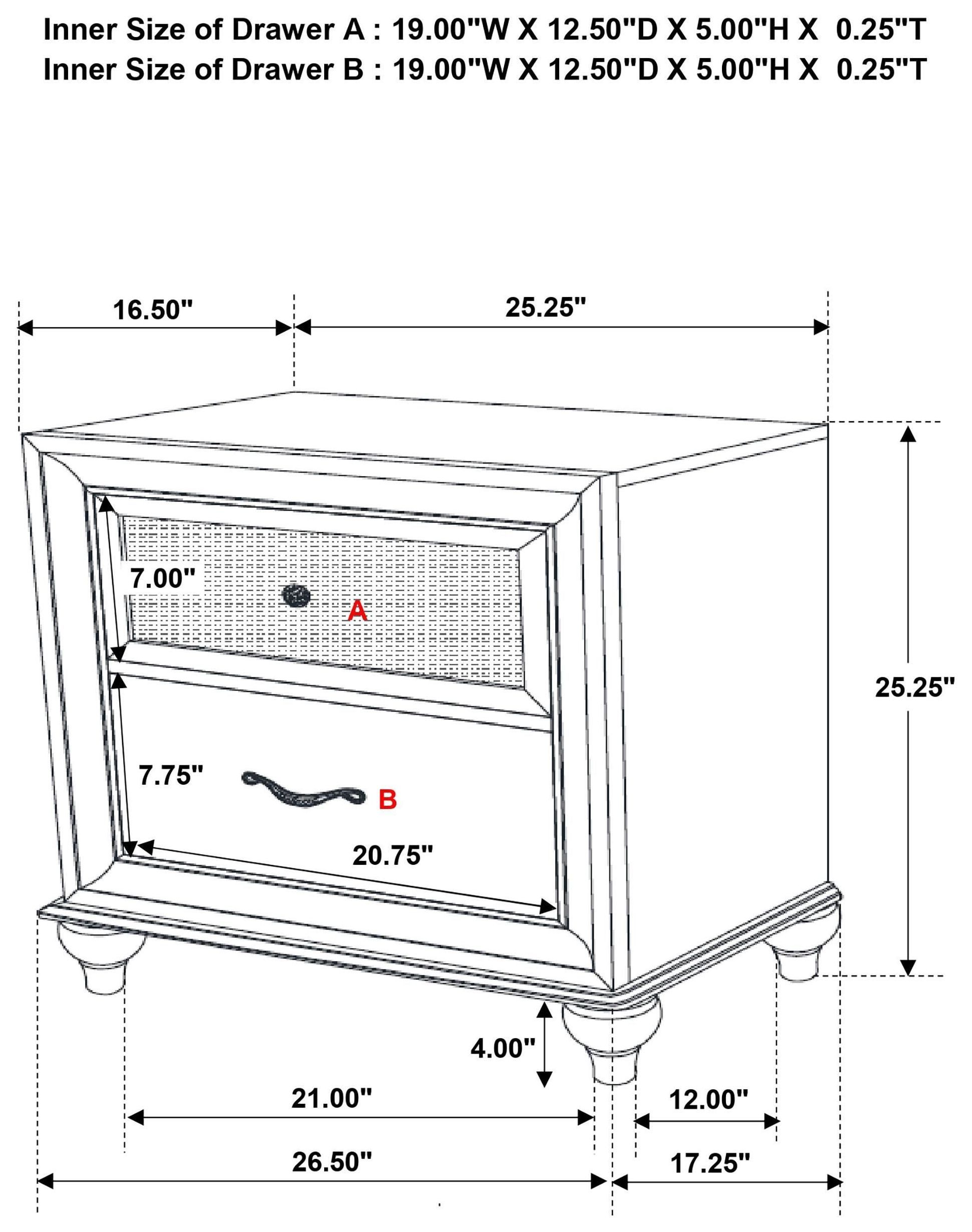 Barzini White Nightstand