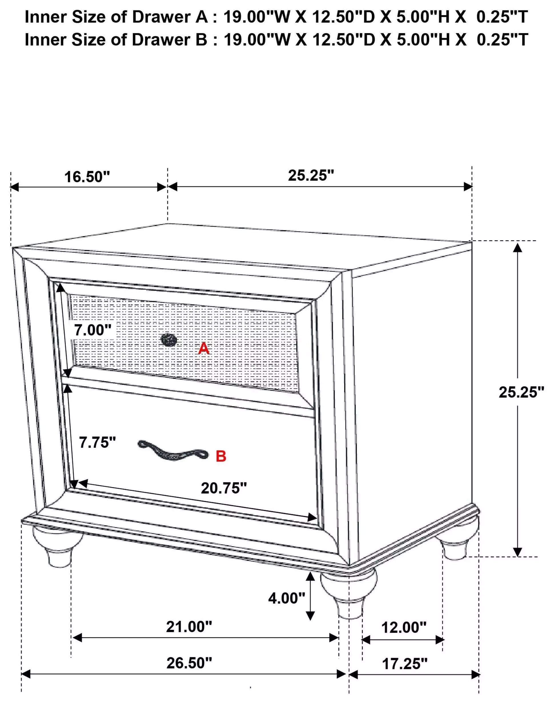 Barzini White Nightstand