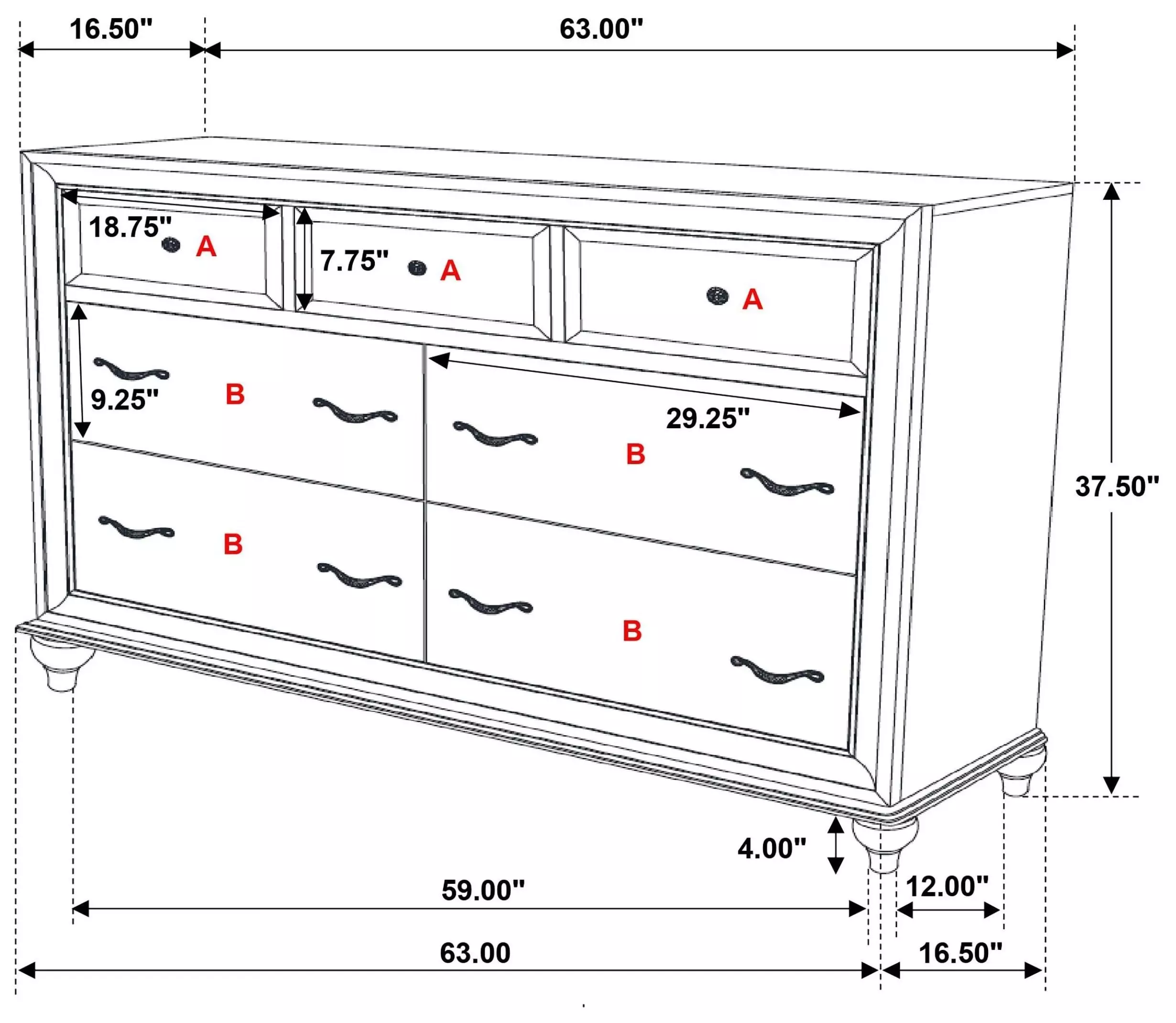 Barzini White Dresser