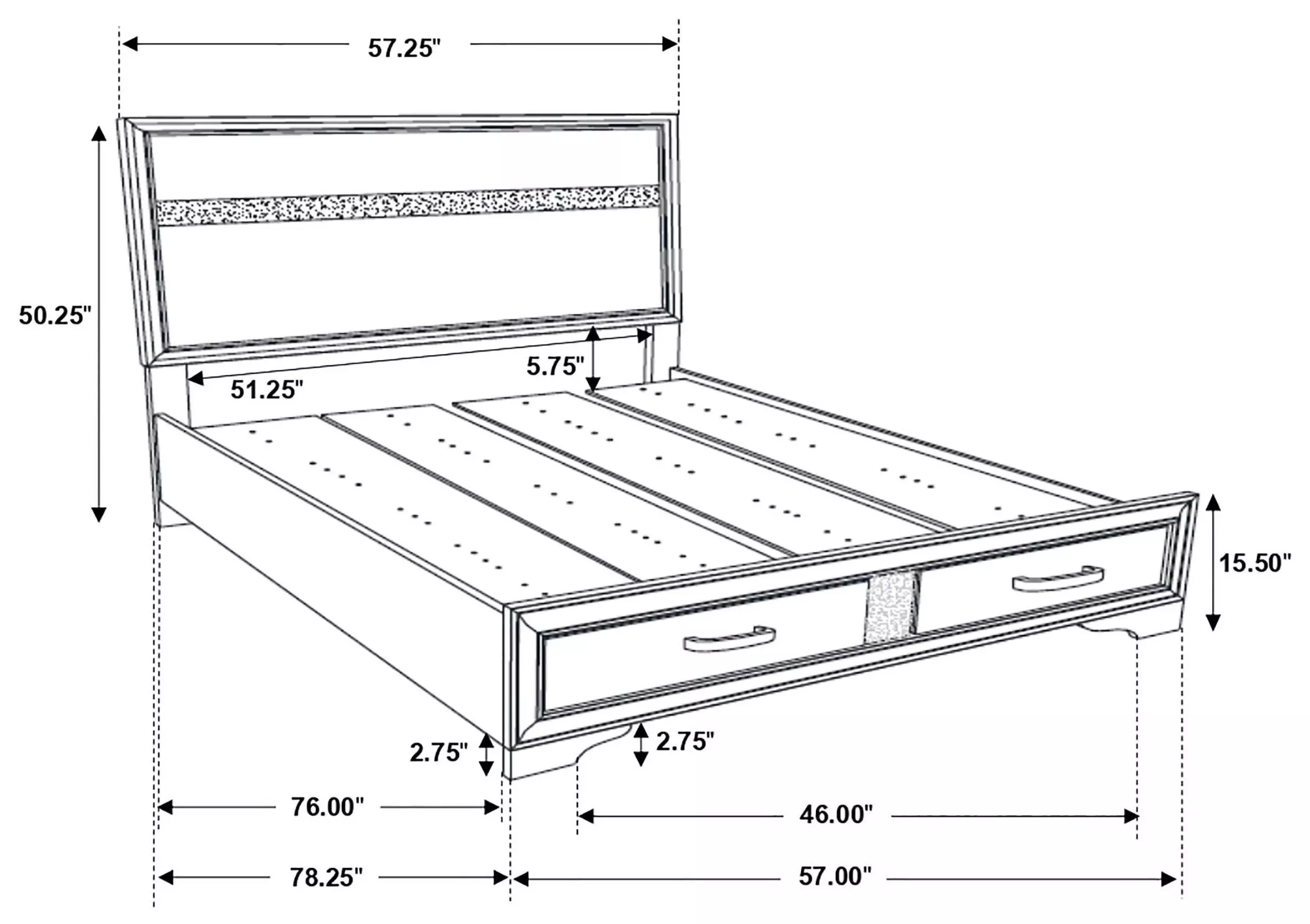Miranda Black Full Platform Storage Bed