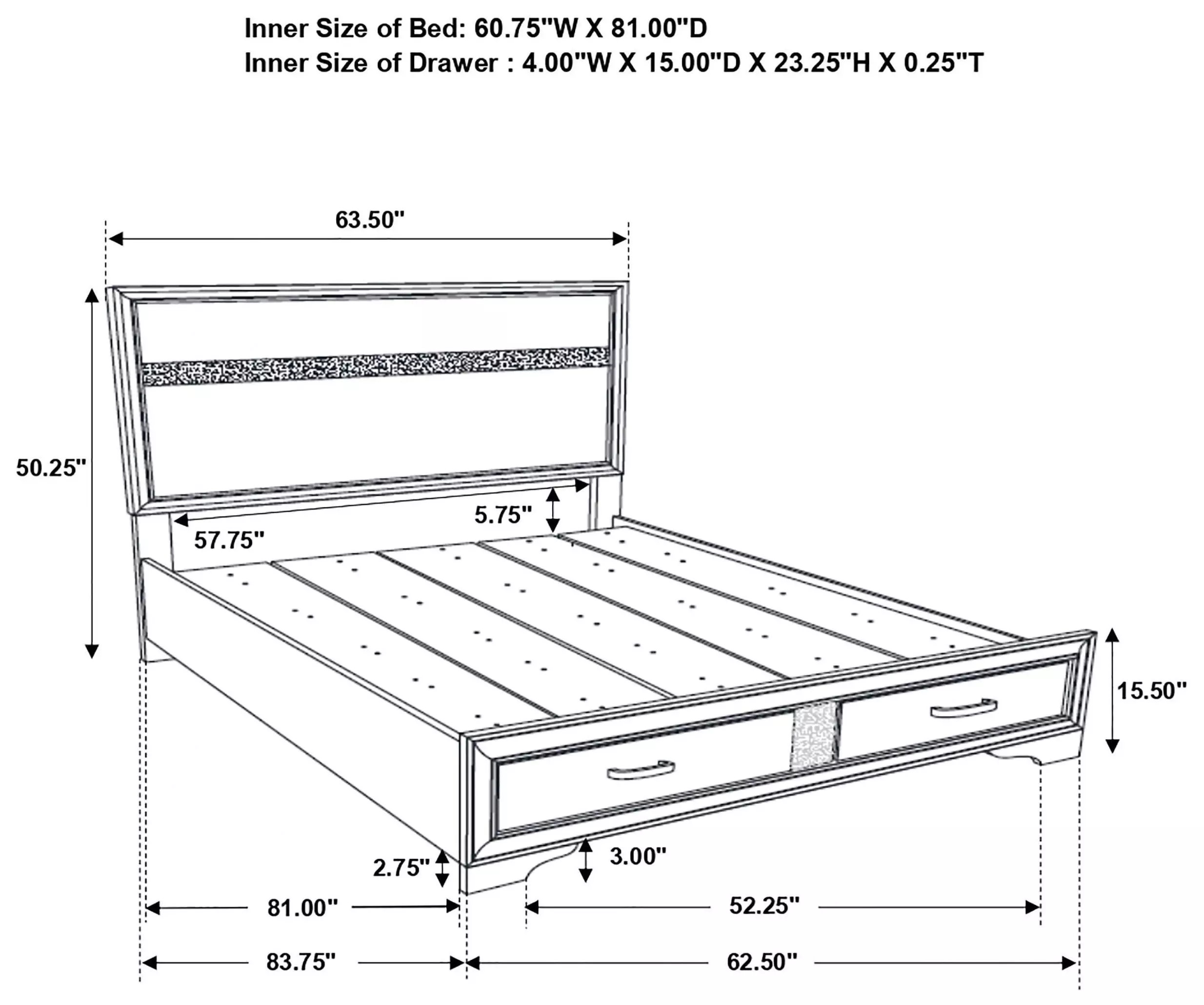 Miranda Black Queen Platform Storage Bed
