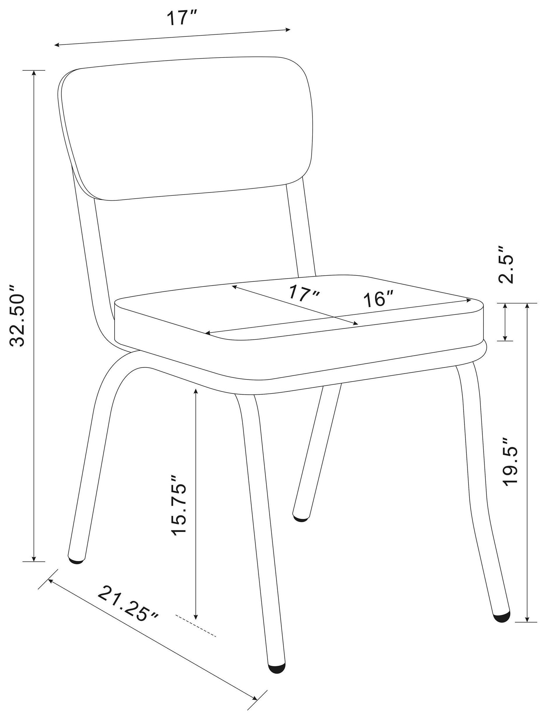 Retro Black Black Dining Chair Set of 2