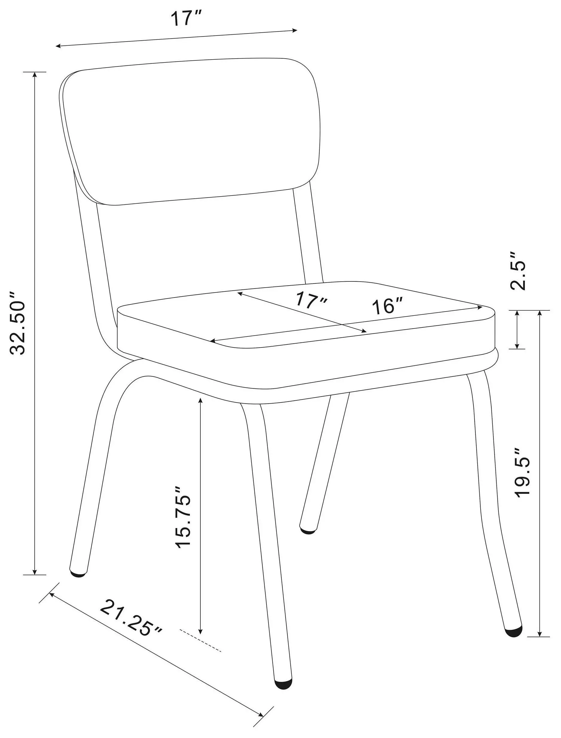 Retro Black Black Dining Chair Set of 2