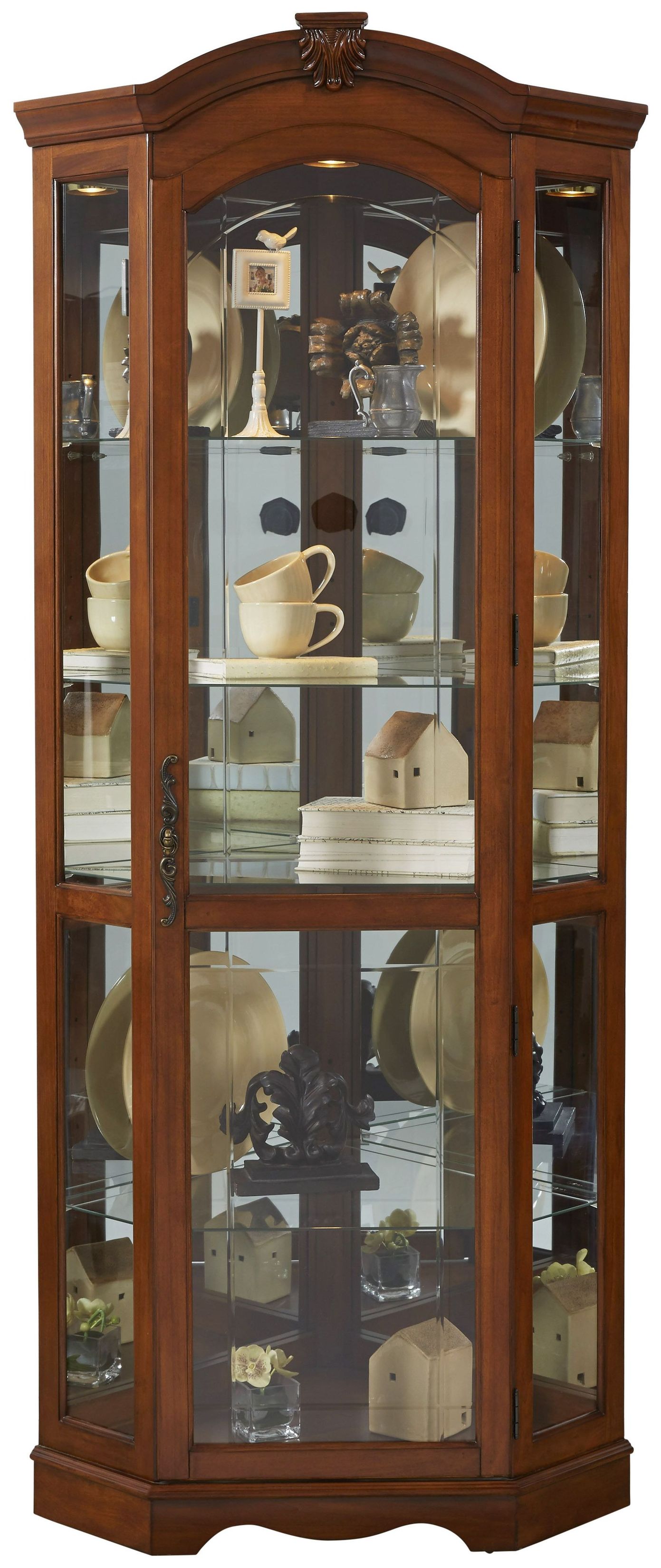 Medallion Cherry Corner Curio from Pulaski (20671) | Coleman Furniture