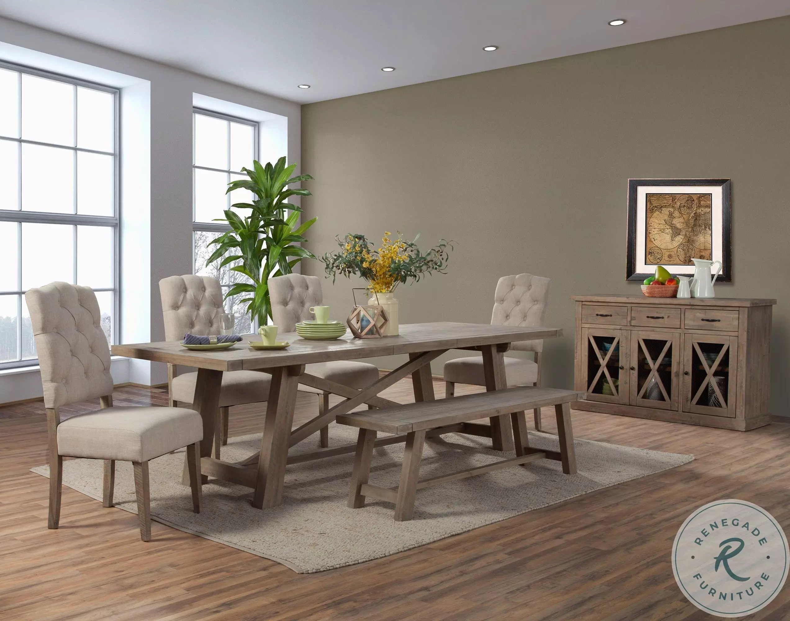 Newberry Weathered Natural Extendable Dining Room Set from Alpine