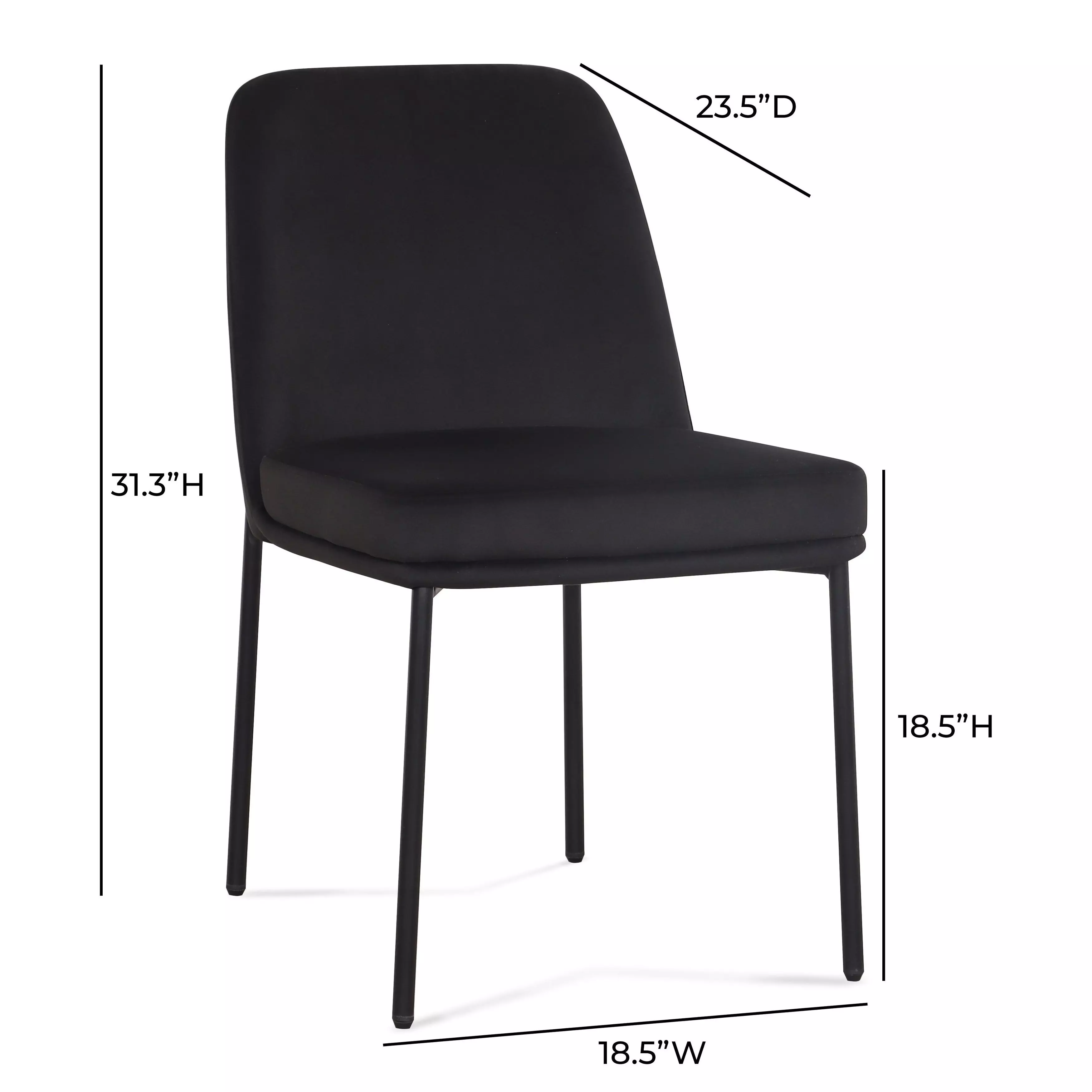 Sydney Black Performance Fabric Upholstered Dining Chair Set of 2