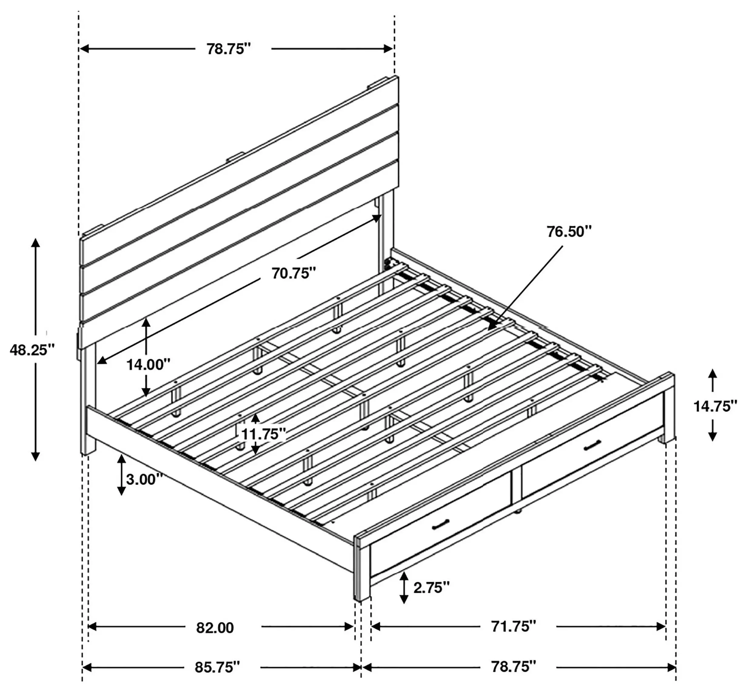 Brantford Barrel Oak King Platform Storage Bed