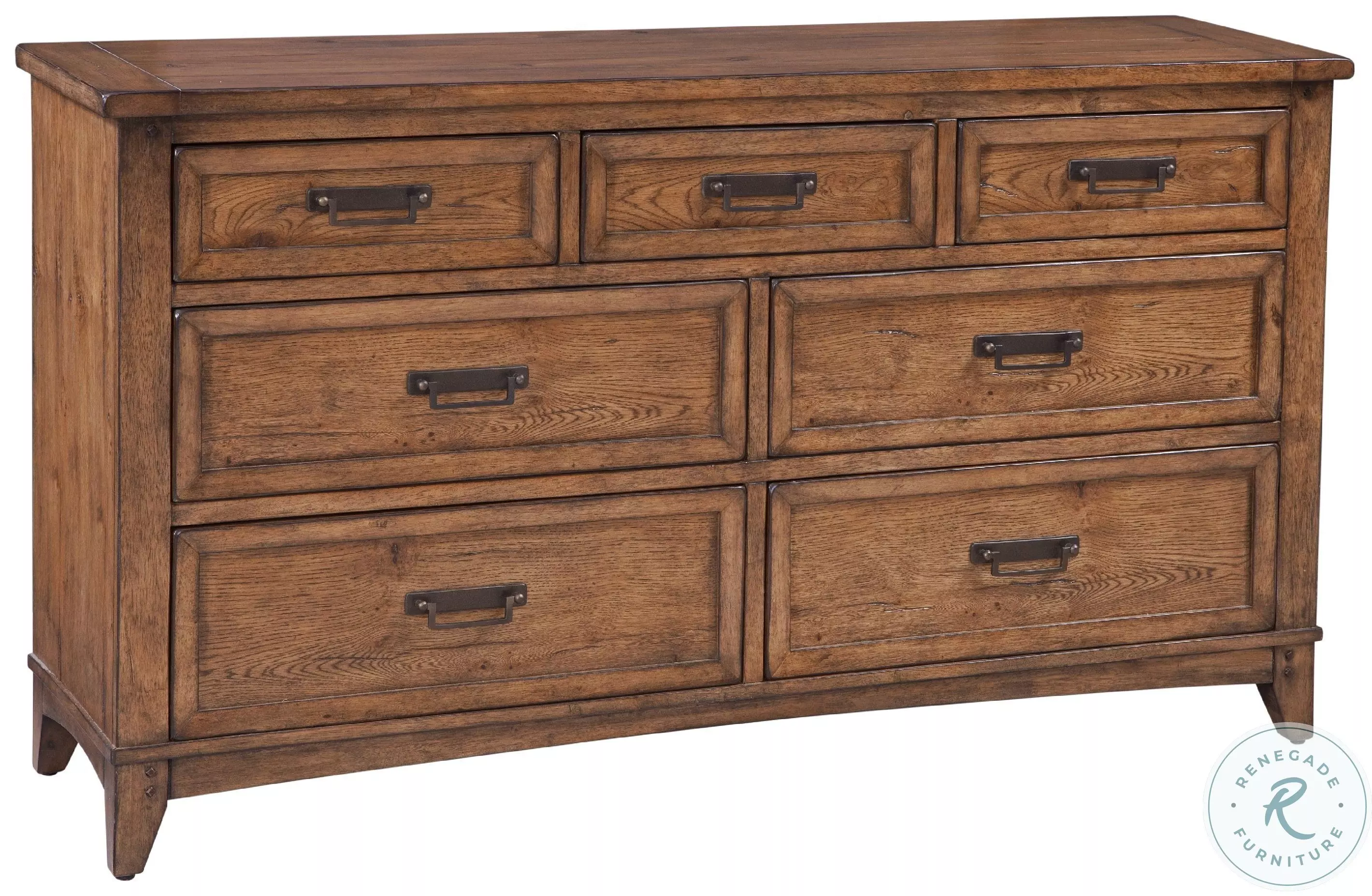 American Woodcrafters Oakdale Honey Oak 7 Drawer Dresser
